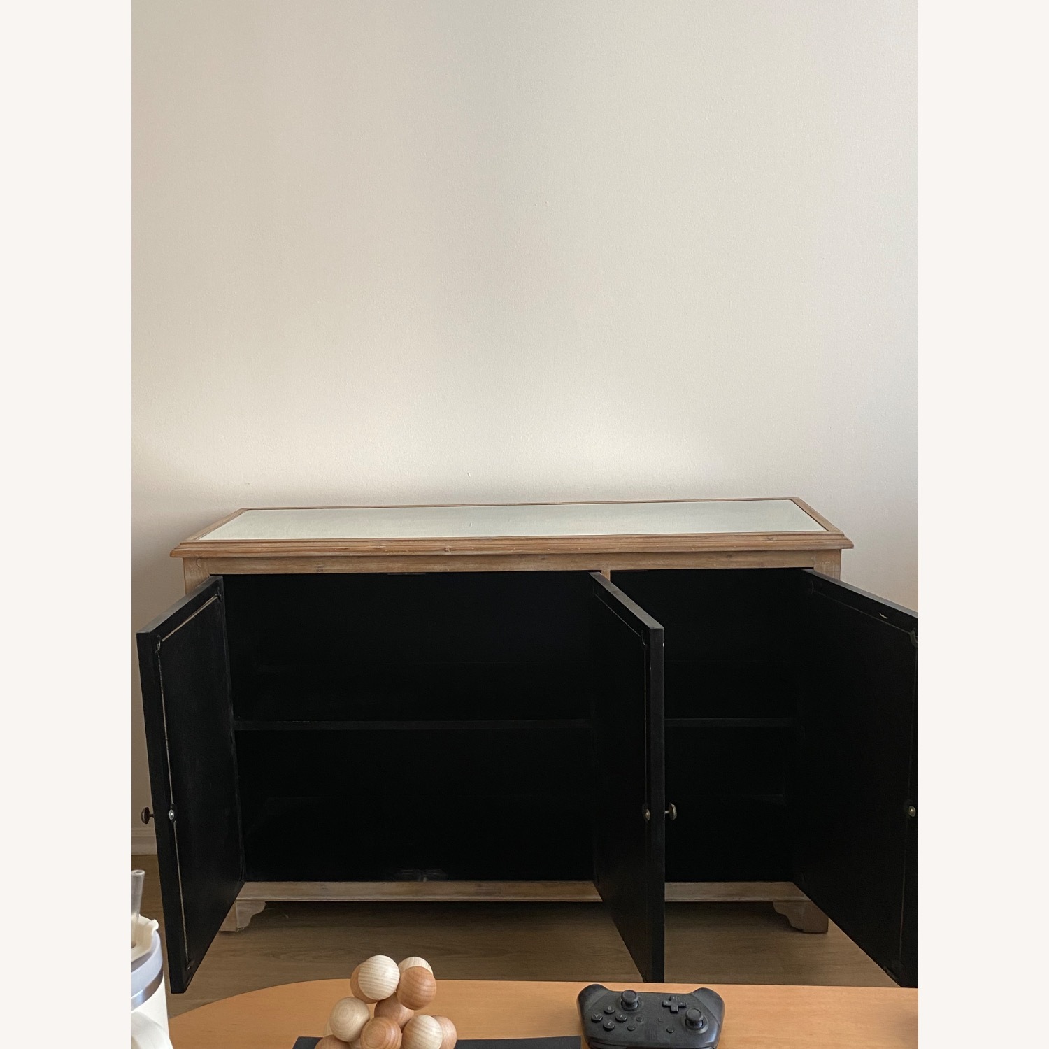 Wood Mirrored Credenza Cabinet - image-9