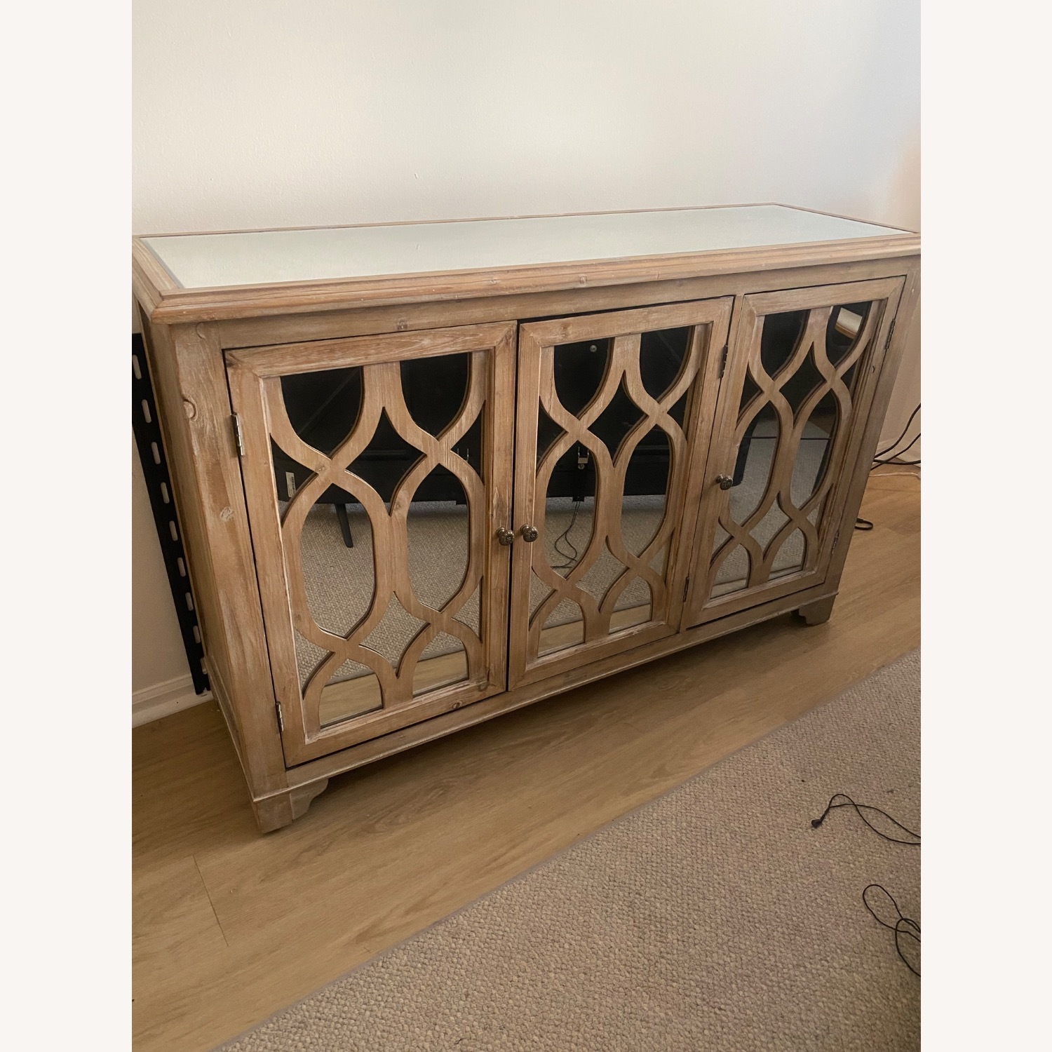 Wood Mirrored Credenza Cabinet - image-2