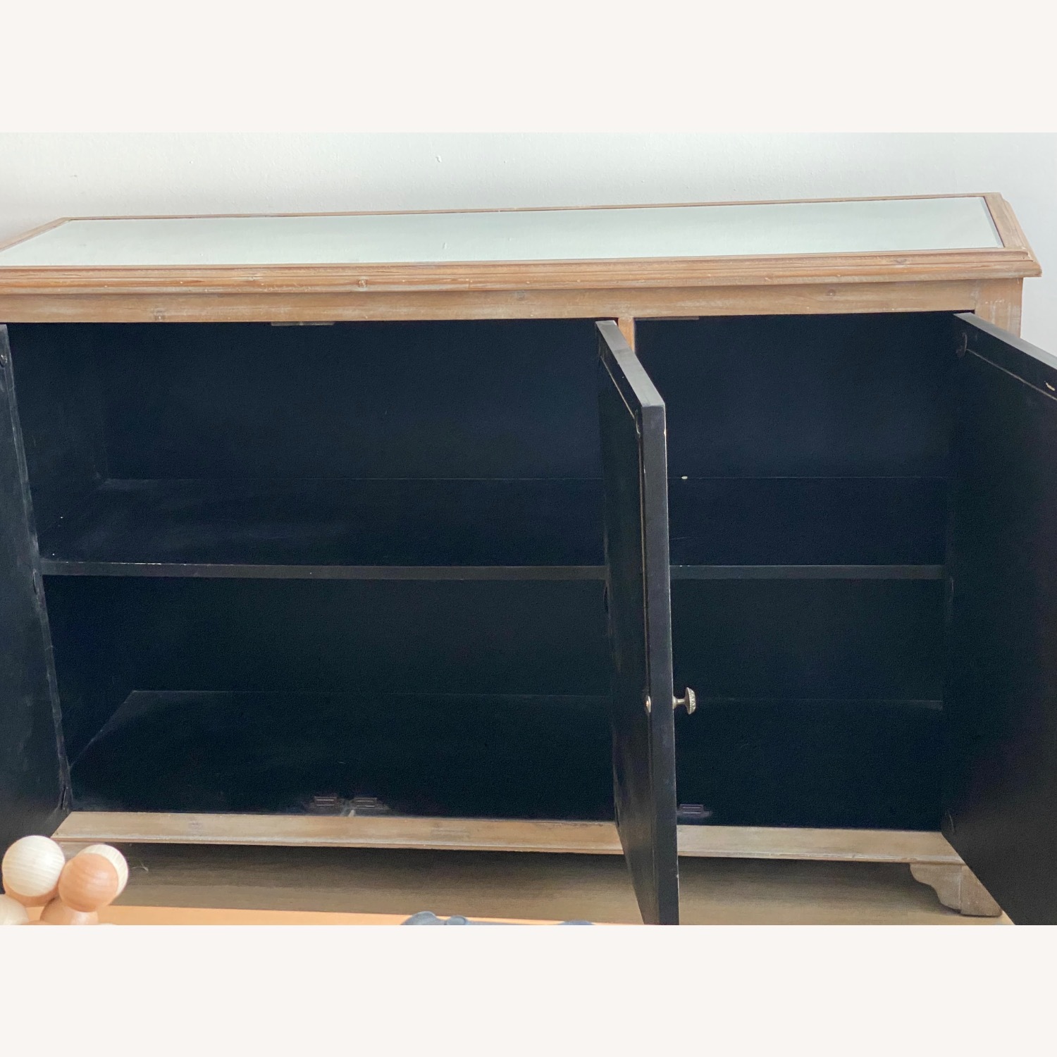Wood Mirrored Credenza Cabinet - image-5