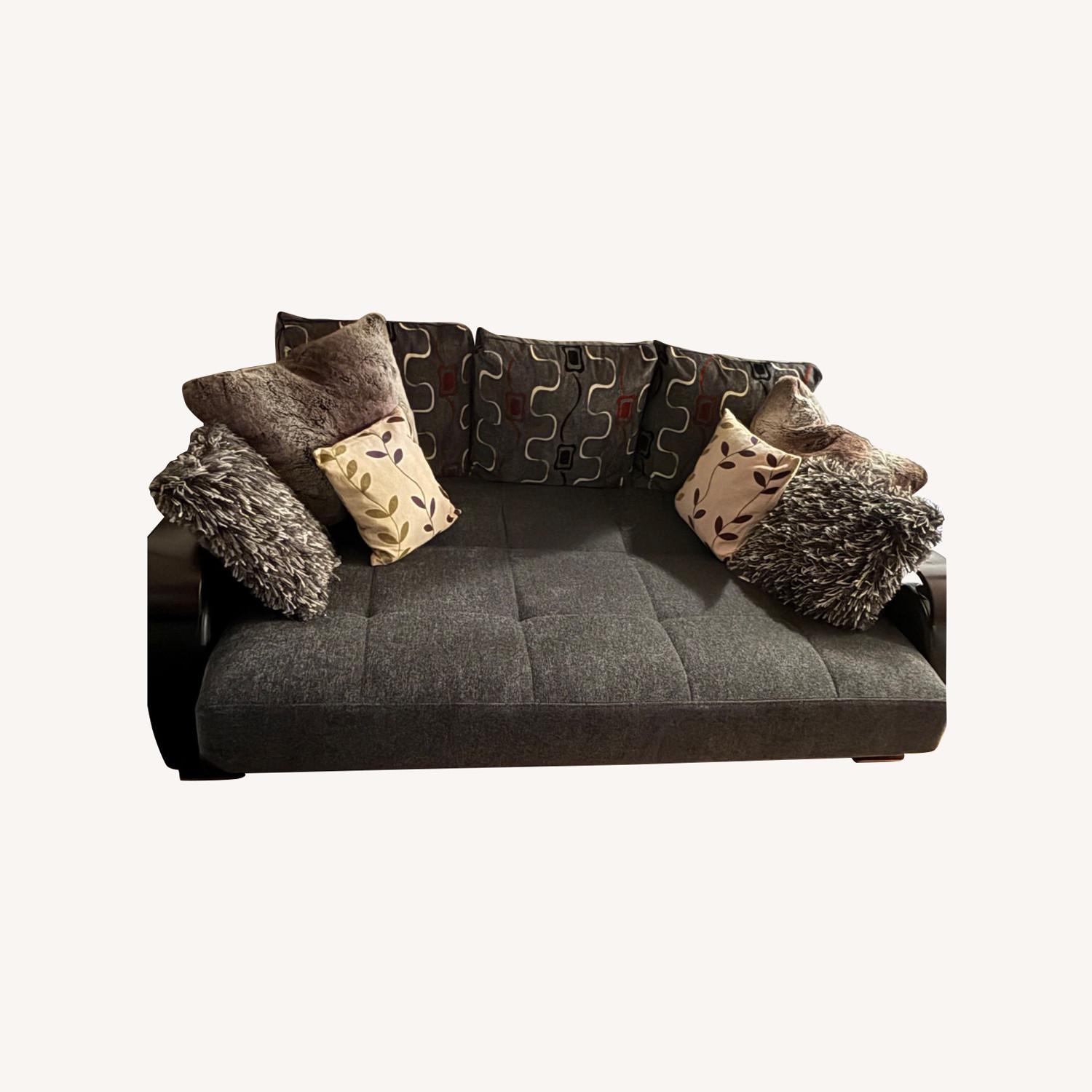 Dark Grey Pull up Futon Couch - image-0