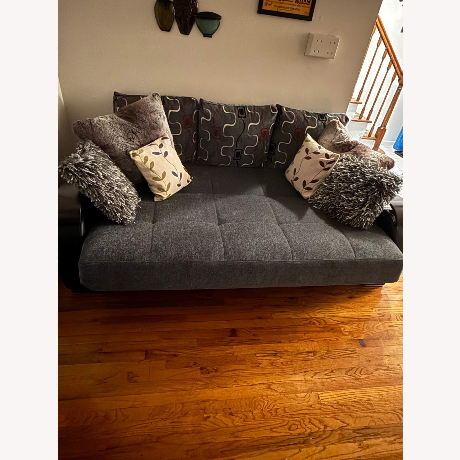 Dark Grey Pull up Futon Couch - image-1