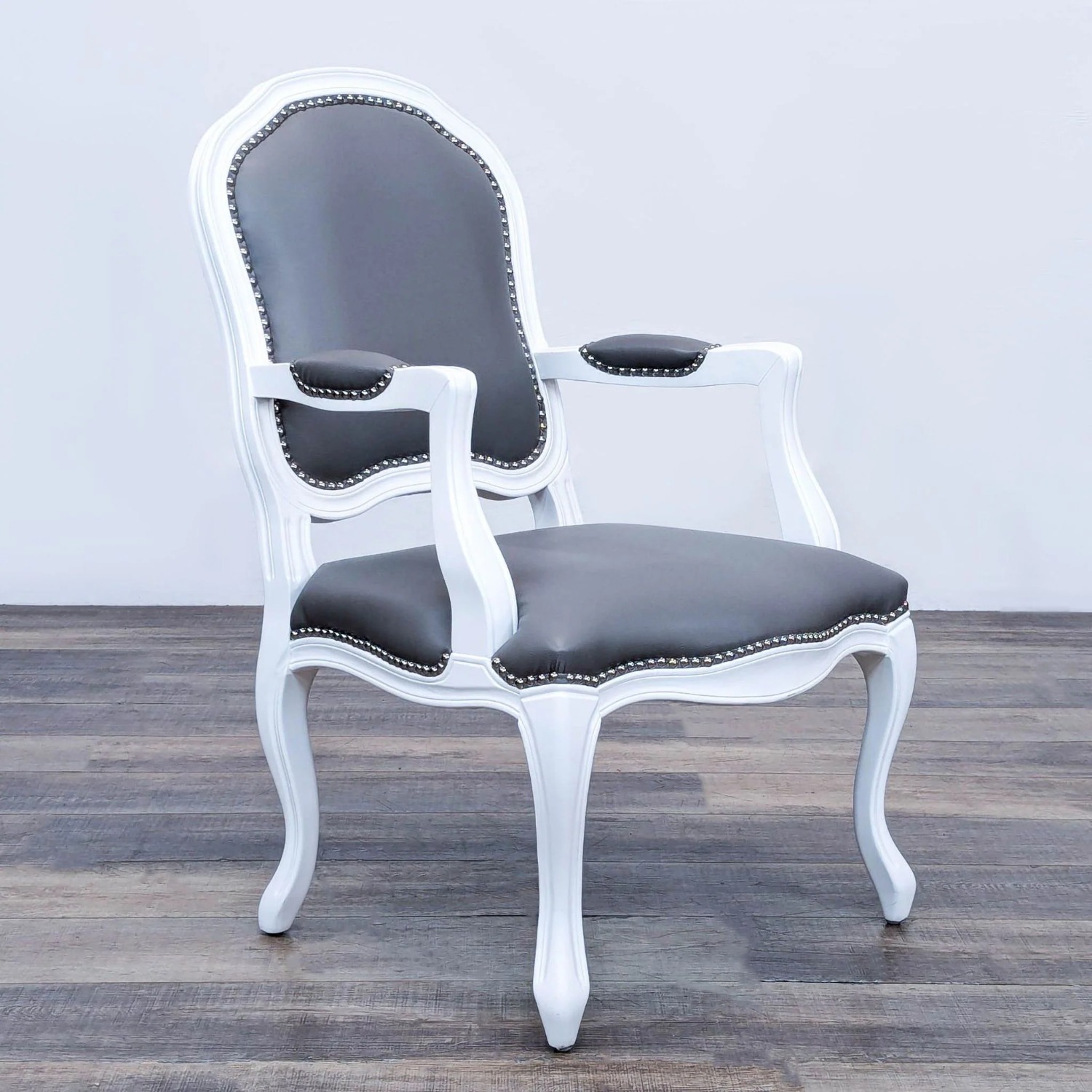 Two CB2 Stick Around White Grey Leather Armchairs - image-2