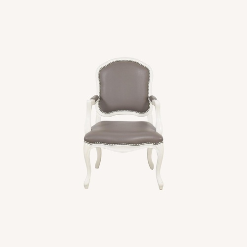 Used Two CB2 Stick Around White Grey Leather Armchairs for sale on AptDeco