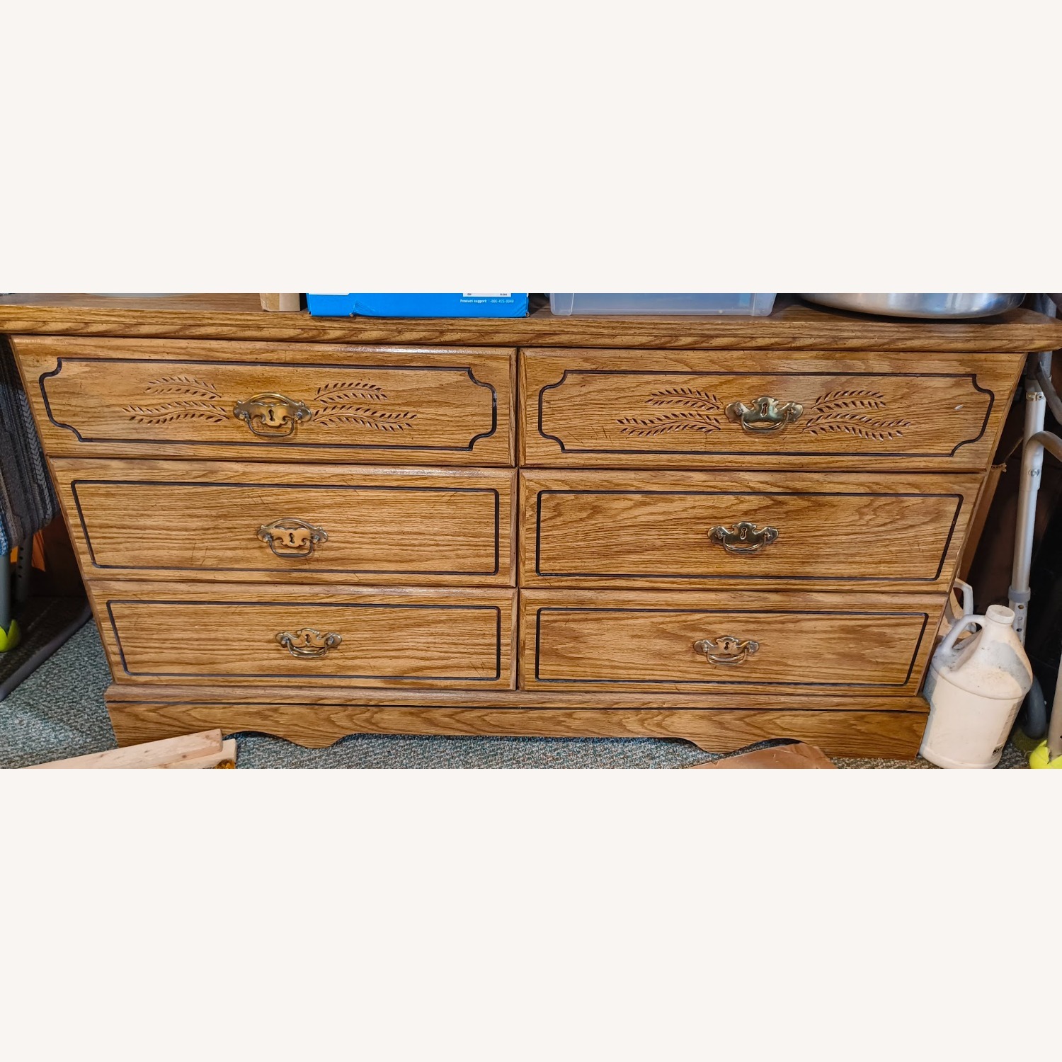 Vintage 6-Drawer Chest, Brass & Fern - image-1