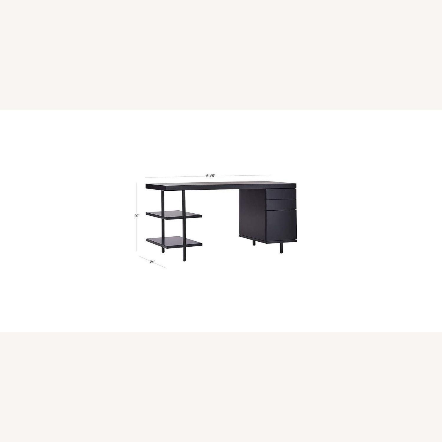 CB2 Stairway 3-Drawer Black Wood Desk With Shelves - image-15
