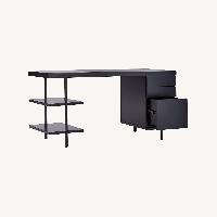 CB2 Stairway 6-Drawer Black Wood Desk With Shelves