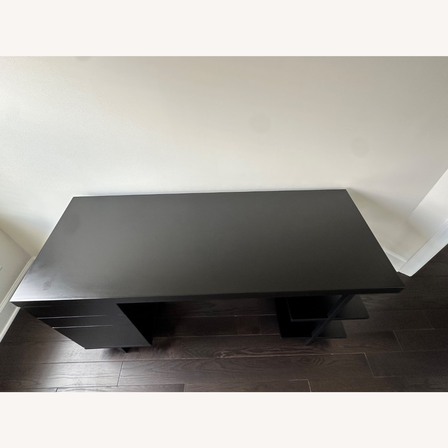 CB2 Stairway 3-Drawer Black Wood Desk With Shelves - image-10