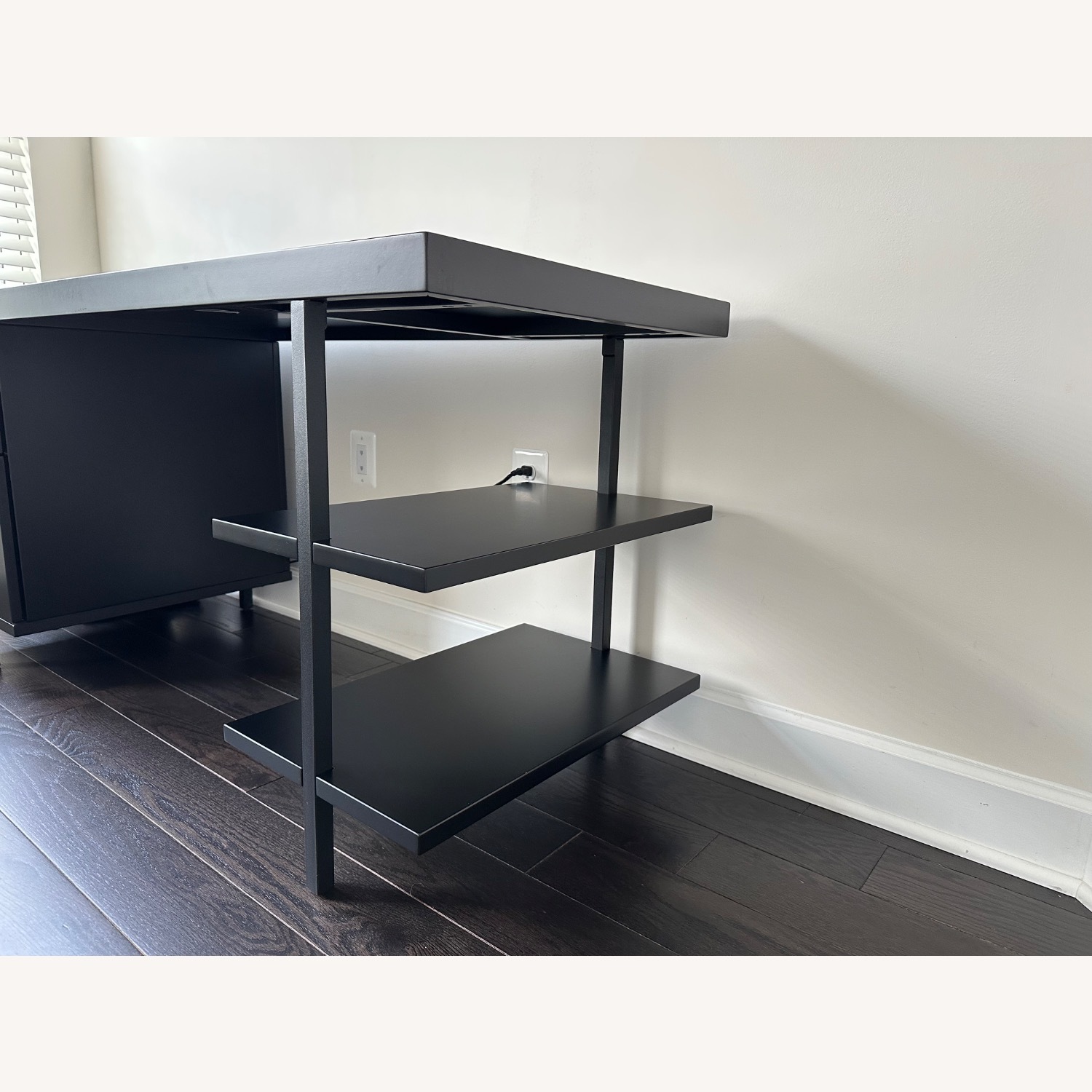 CB2 Stairway 3-Drawer Black Wood Desk With Shelves - image-2