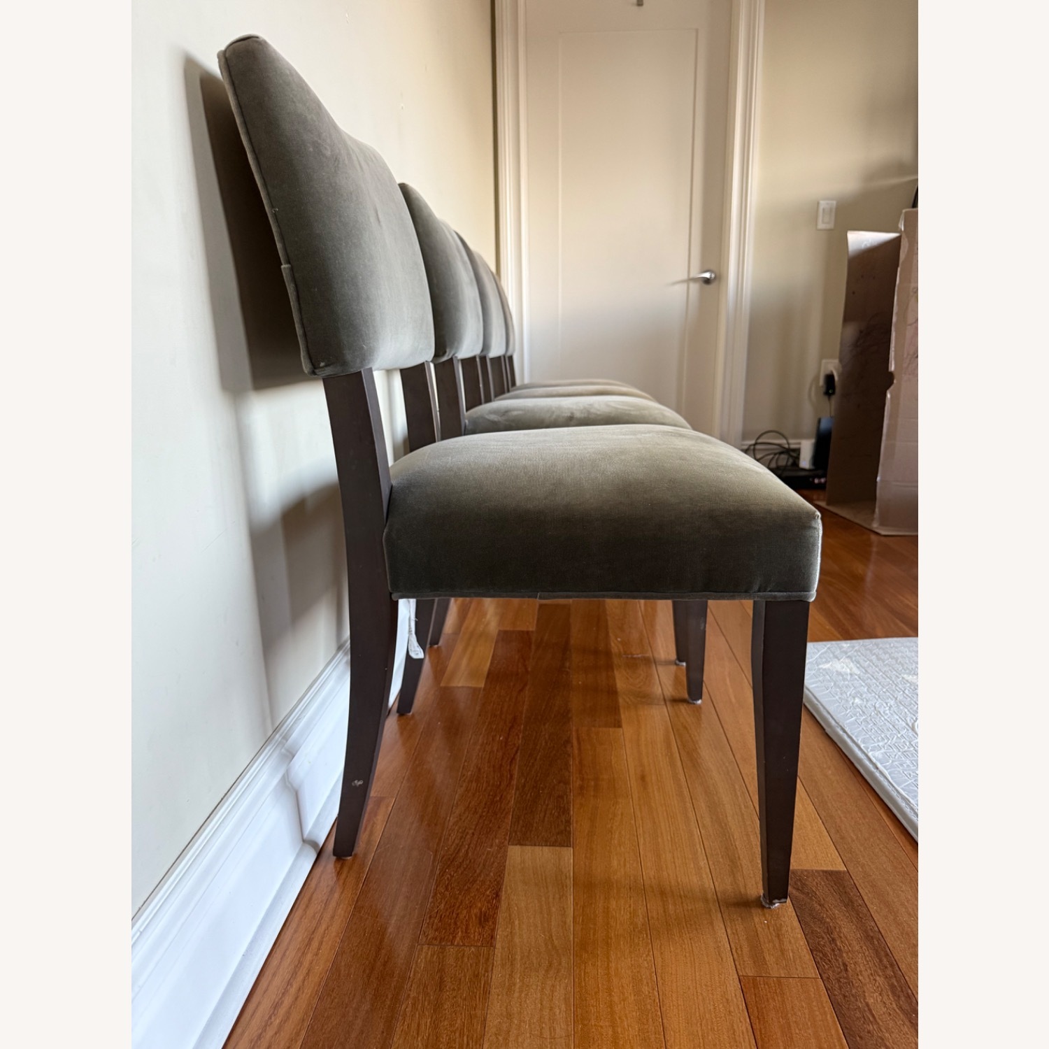 Crate & Barrel Grey Velvet Chair - 4  - image-4