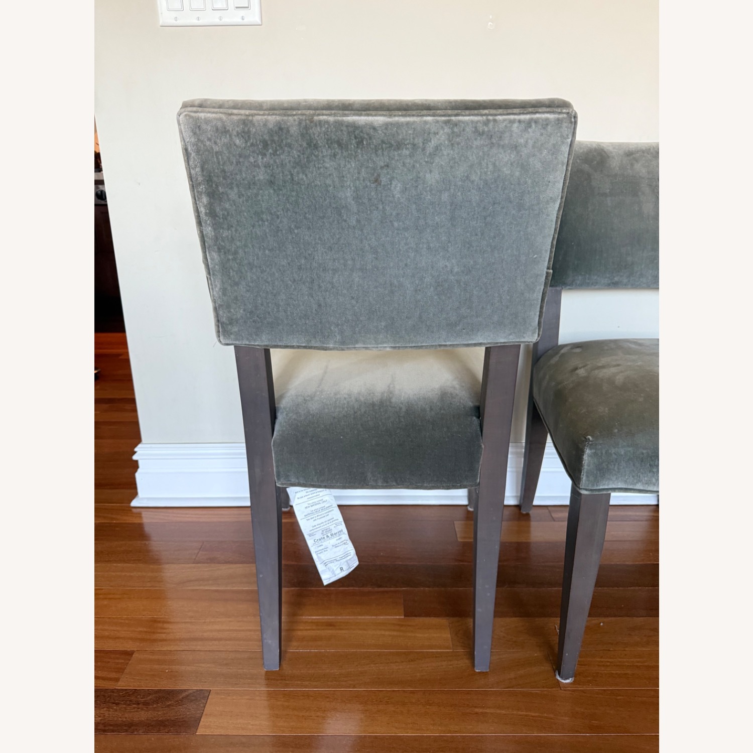 Crate & Barrel Grey Velvet Chair - 4  - image-11