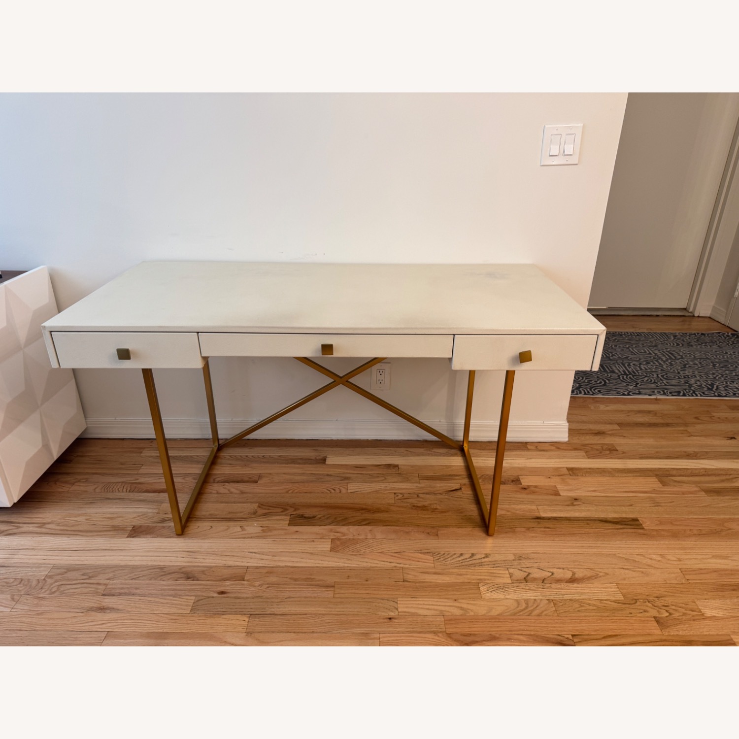 CB2 Avalon Ivory Faux Shagreen Desk - image-4