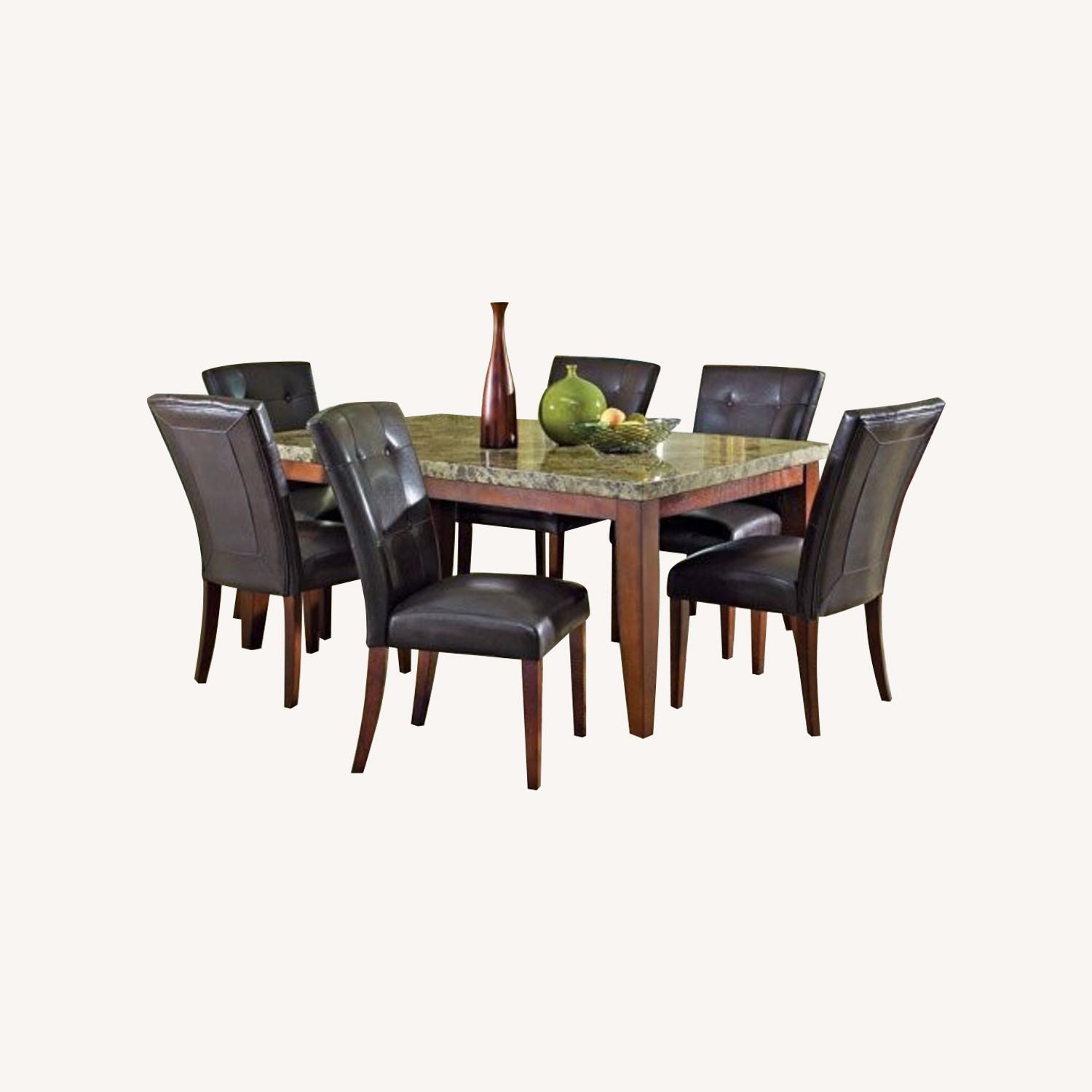 Montibello Walnut Marble Table W 4 Chairs - image-0