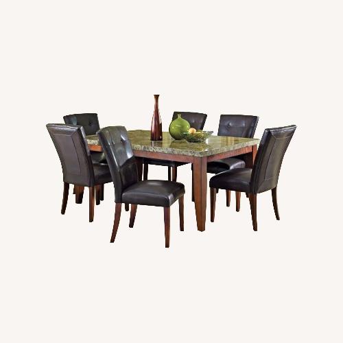 Used Montibello Walnut Marble Table  W 4 Chairs  for sale on AptDeco