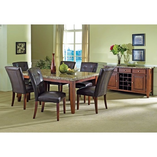 Used Montibello Walnut Marble Table  W 4 Chairs  for sale on AptDeco