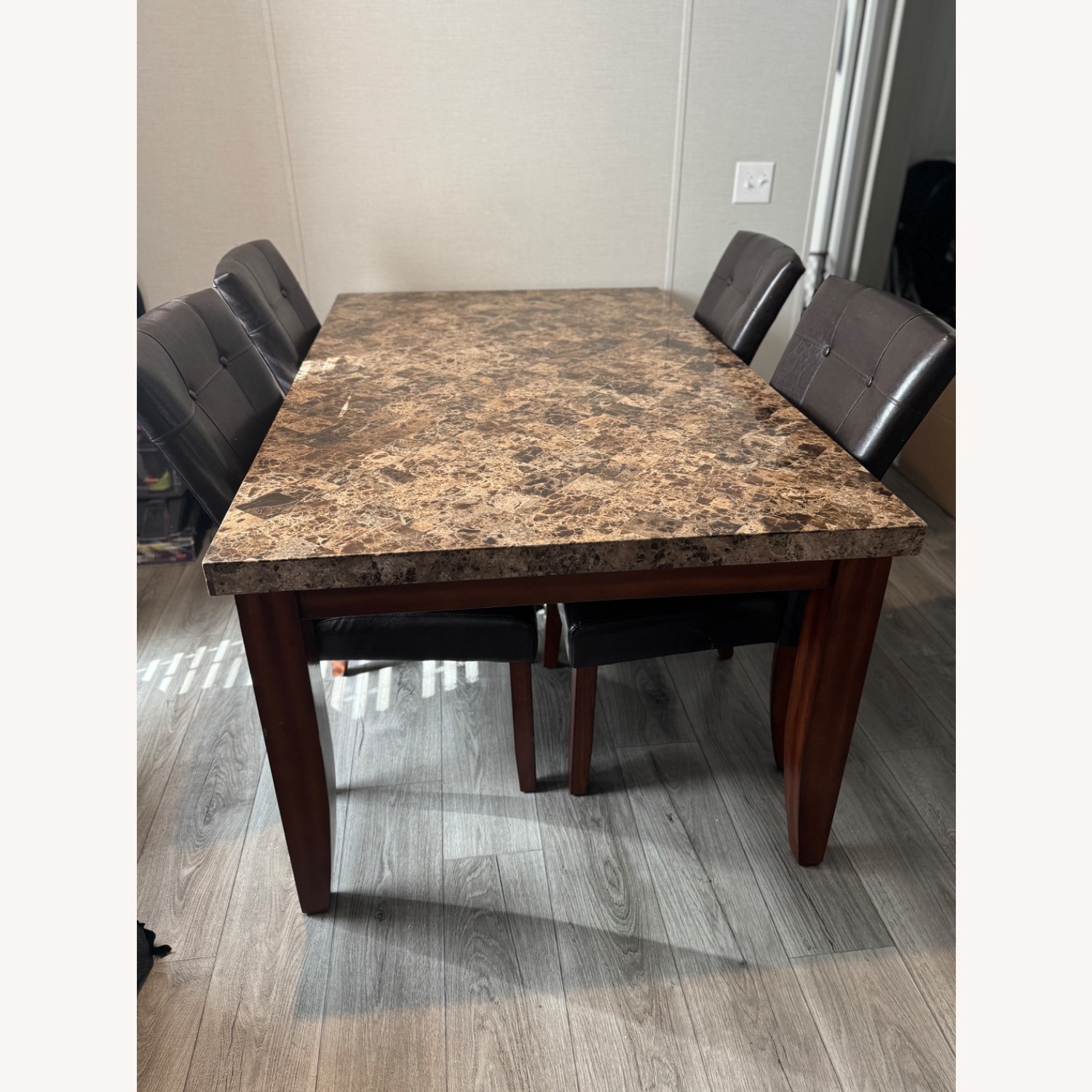 Montibello Walnut Marble Table W 4 Chairs - image-1