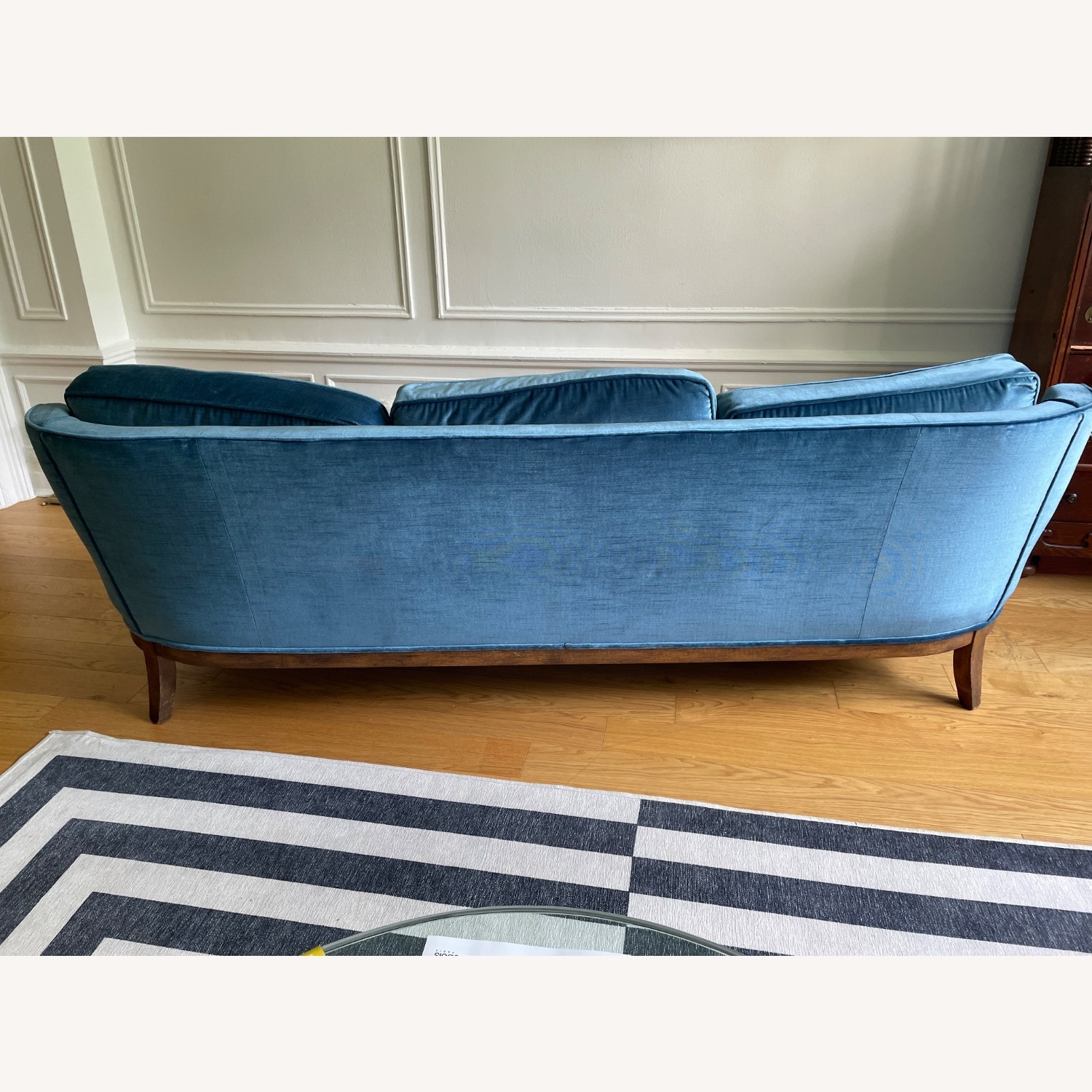 Classic 3-seater Blue Velvet Sofa - image-7