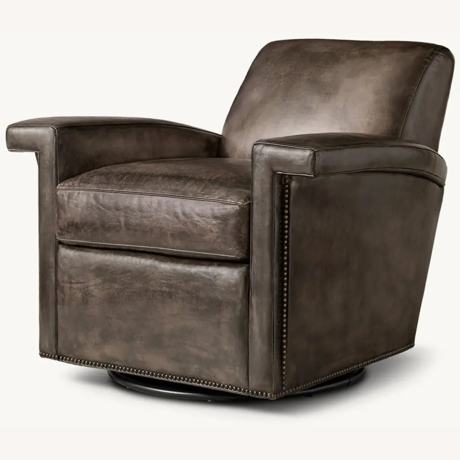 Restoration Hardawre Ambrose Leather Swivel Chairs - image-0
