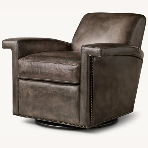 Used Restoration Hardawre Ambrose Leather Swivel Chairs for sale on AptDeco