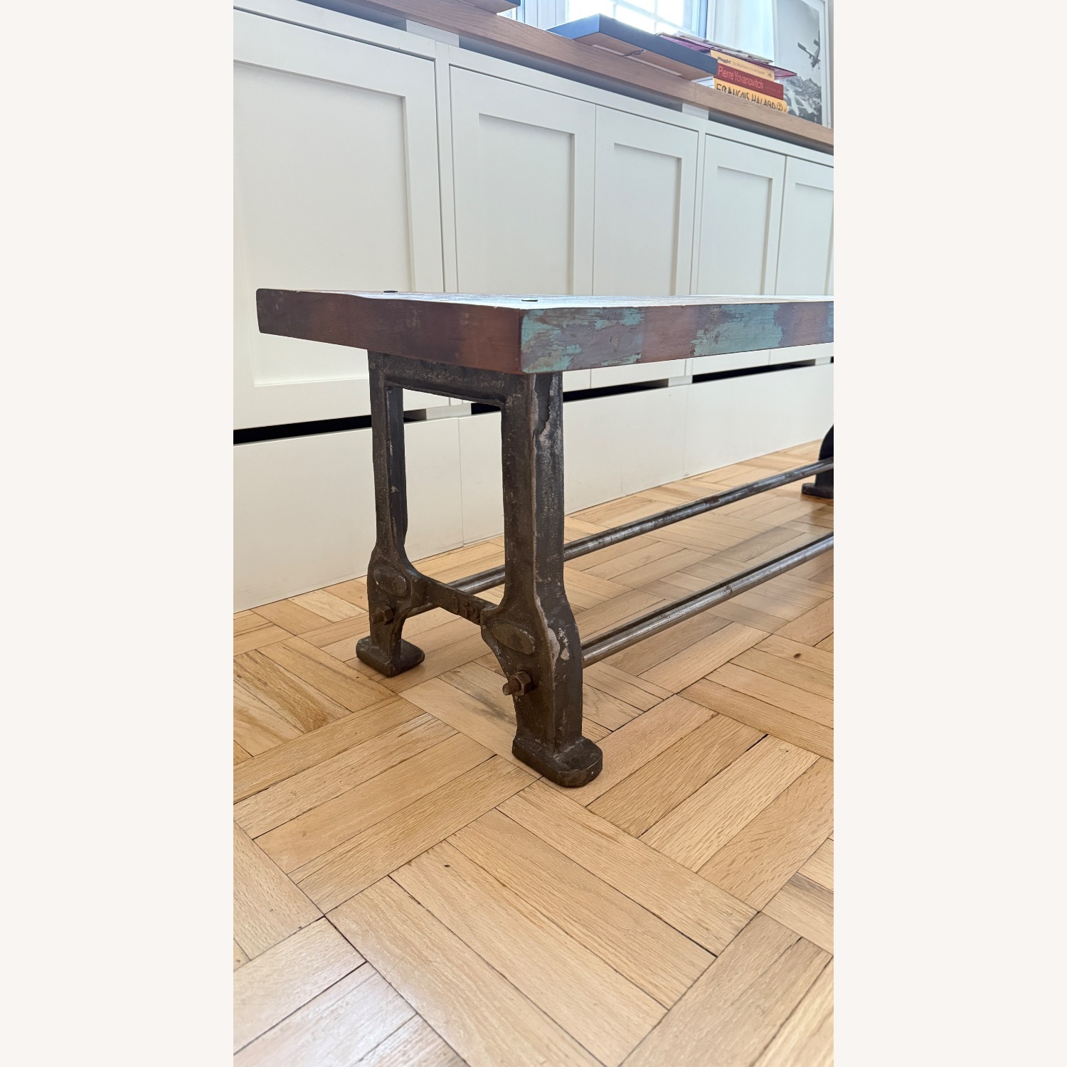 Reclaimed Wood and Steel Bench - image-3