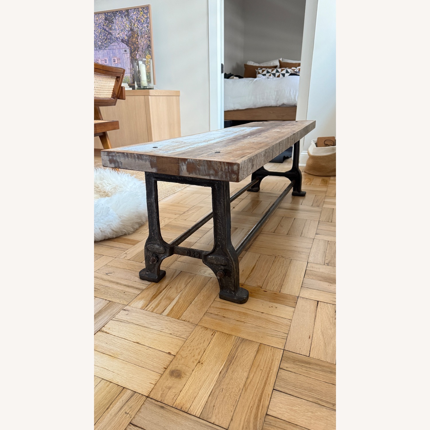 Reclaimed Wood and Steel Bench - image-5