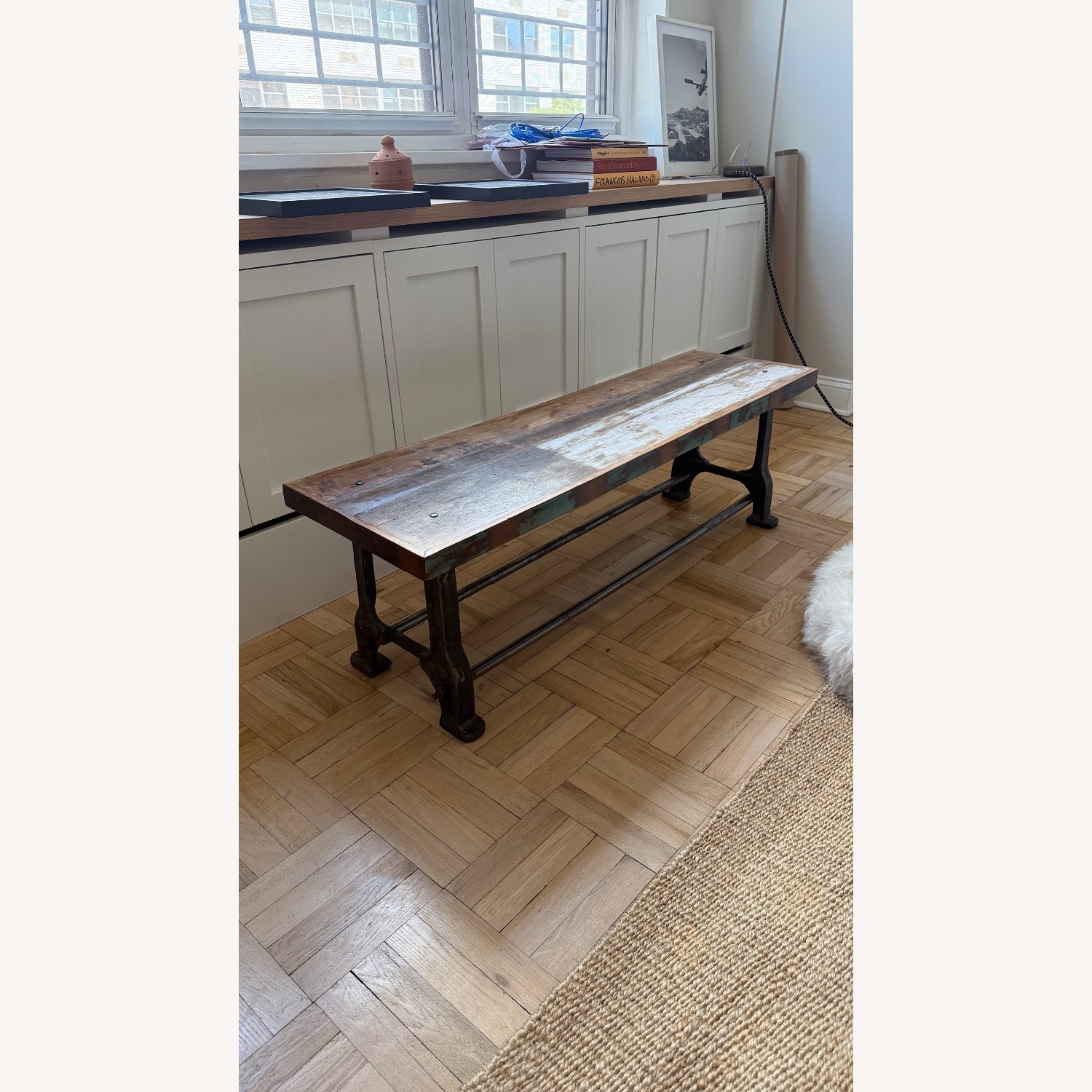 Reclaimed Wood and Steel Bench - image-1