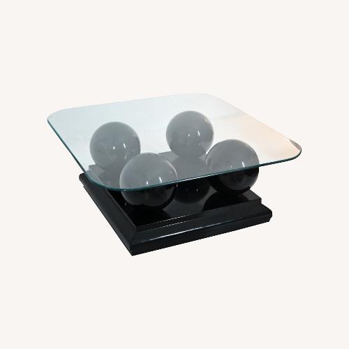 Used 1980s Coffee Table Lacquered Glossy Black Spheres for sale on AptDeco