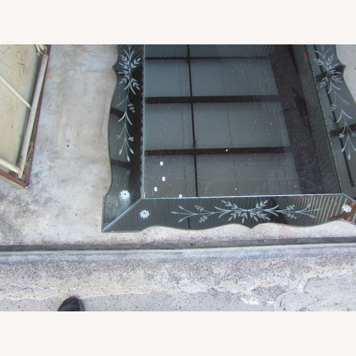 Vintage Large Beveled Etched Statement Mirror - image-2