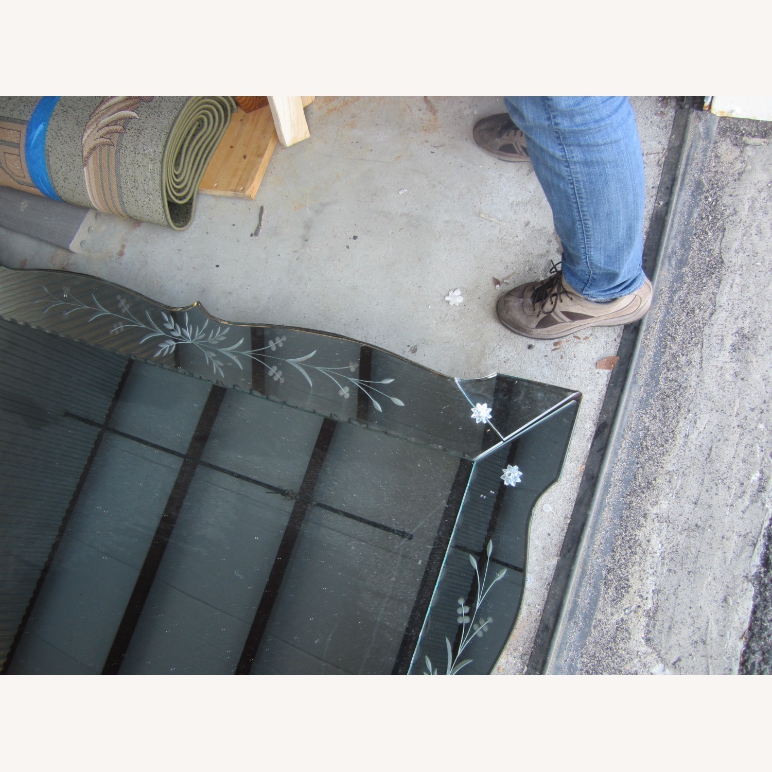 Vintage Large Beveled Etched Statement Mirror - image-3