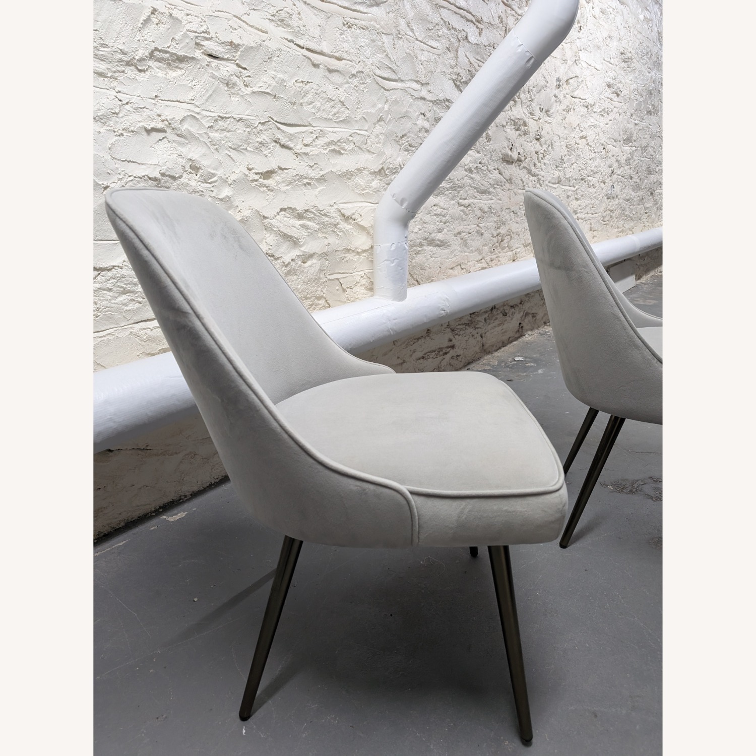 West Elm Mid Century Dining Chairs Grey Velvet - image-16