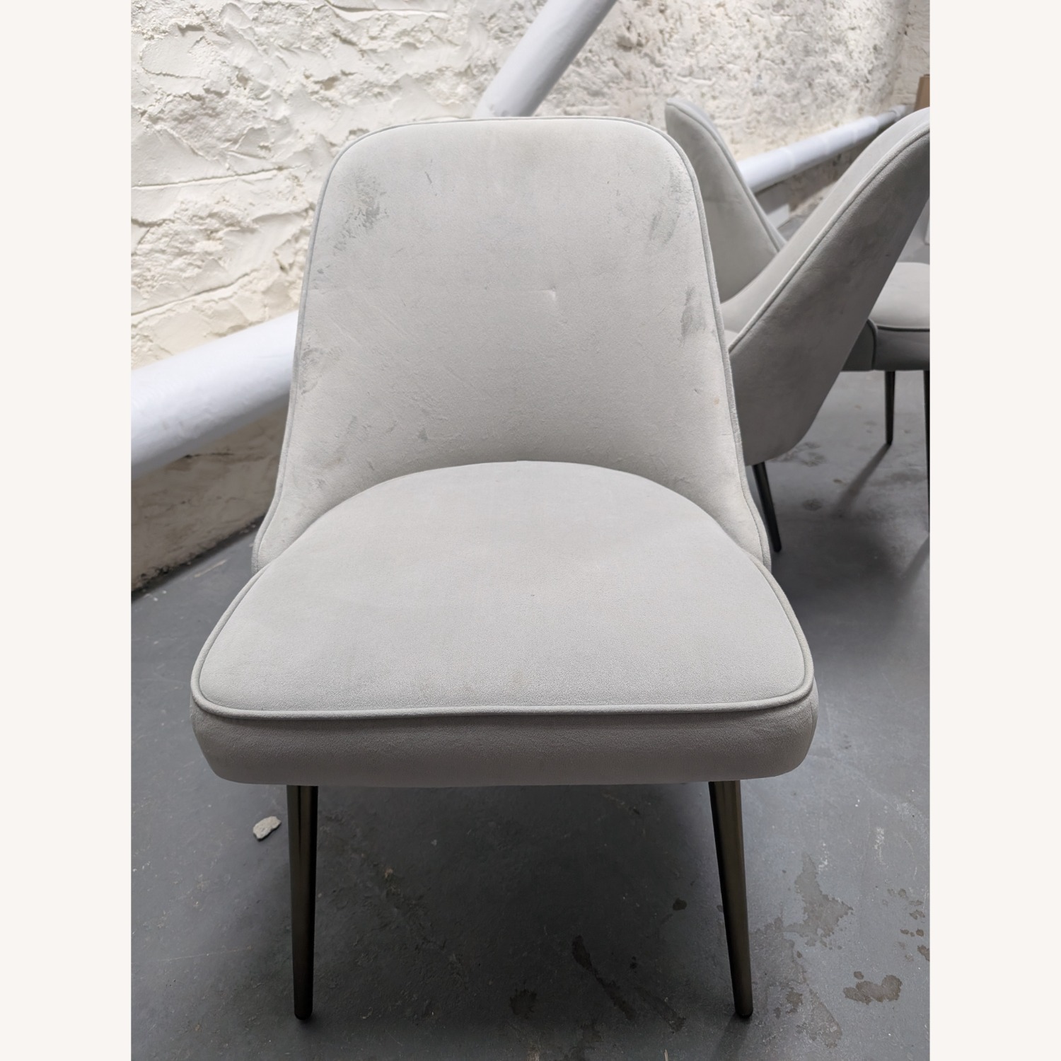 West Elm Mid Century Dining Chairs Grey Velvet - image-12