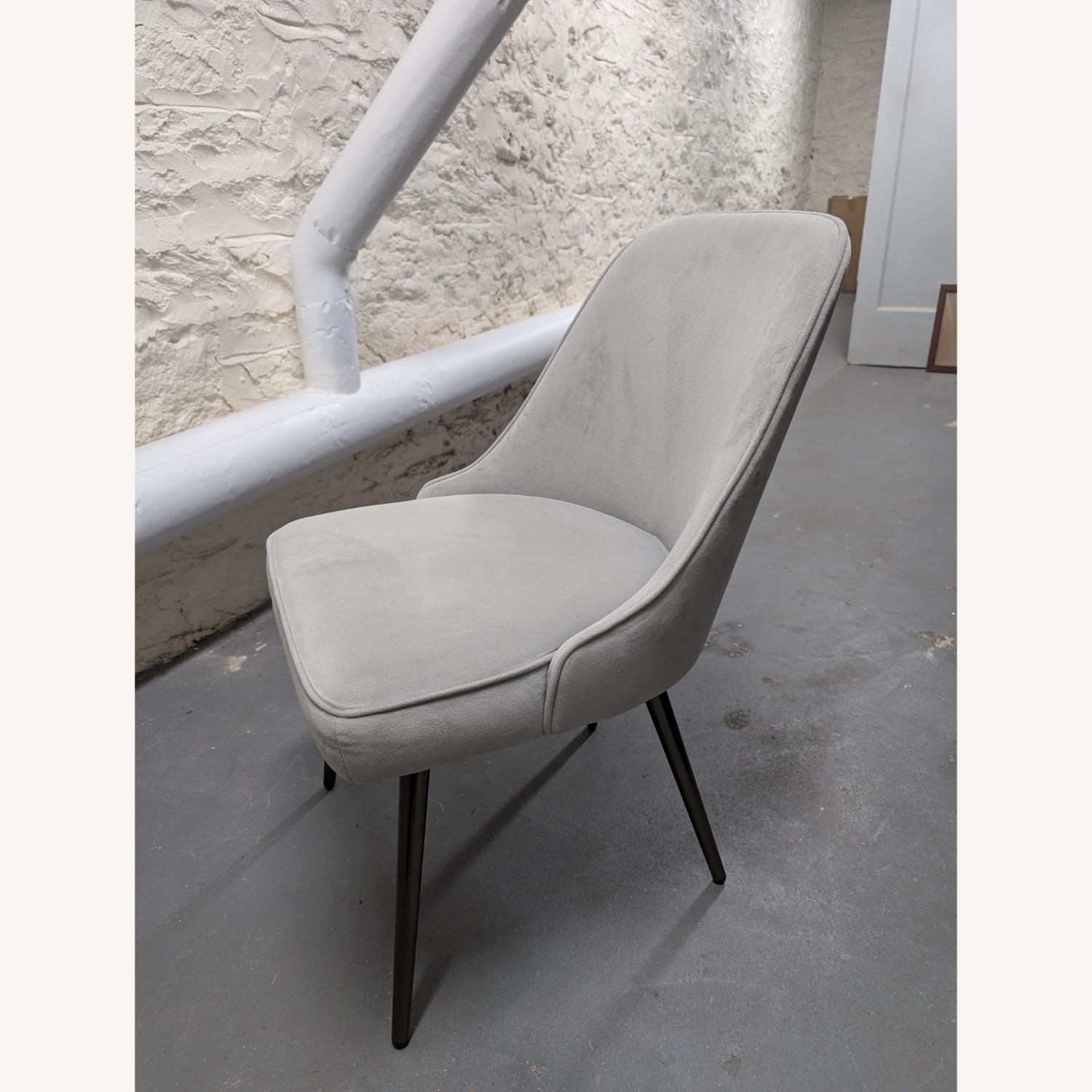 West Elm Mid Century Dining Chairs Grey Velvet - image-20