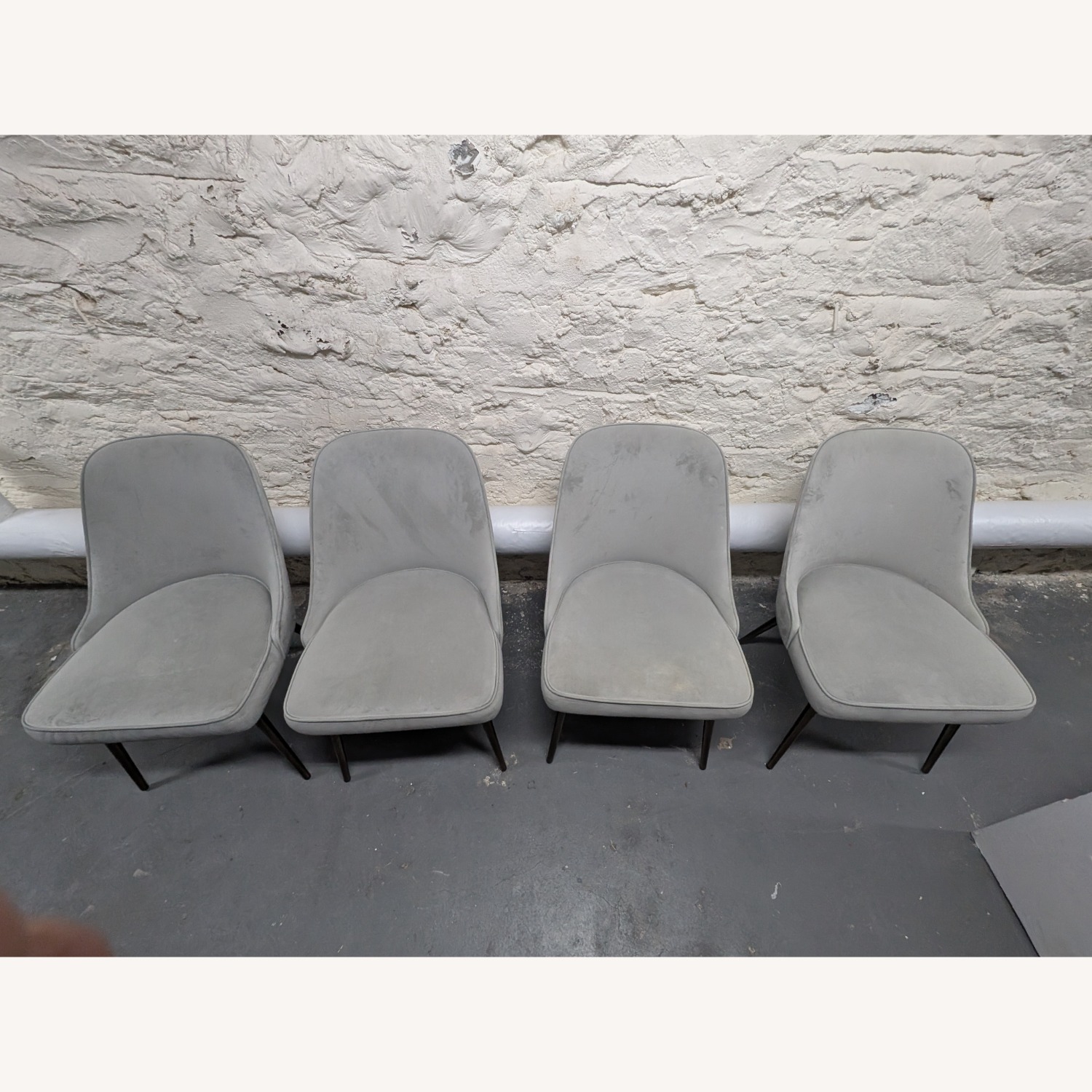 West Elm Mid Century Dining Chairs Grey Velvet - image-11