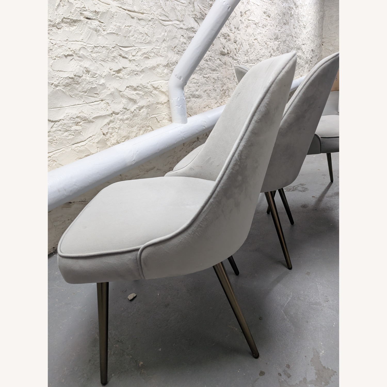 West Elm Mid Century Dining Chairs Grey Velvet - image-21