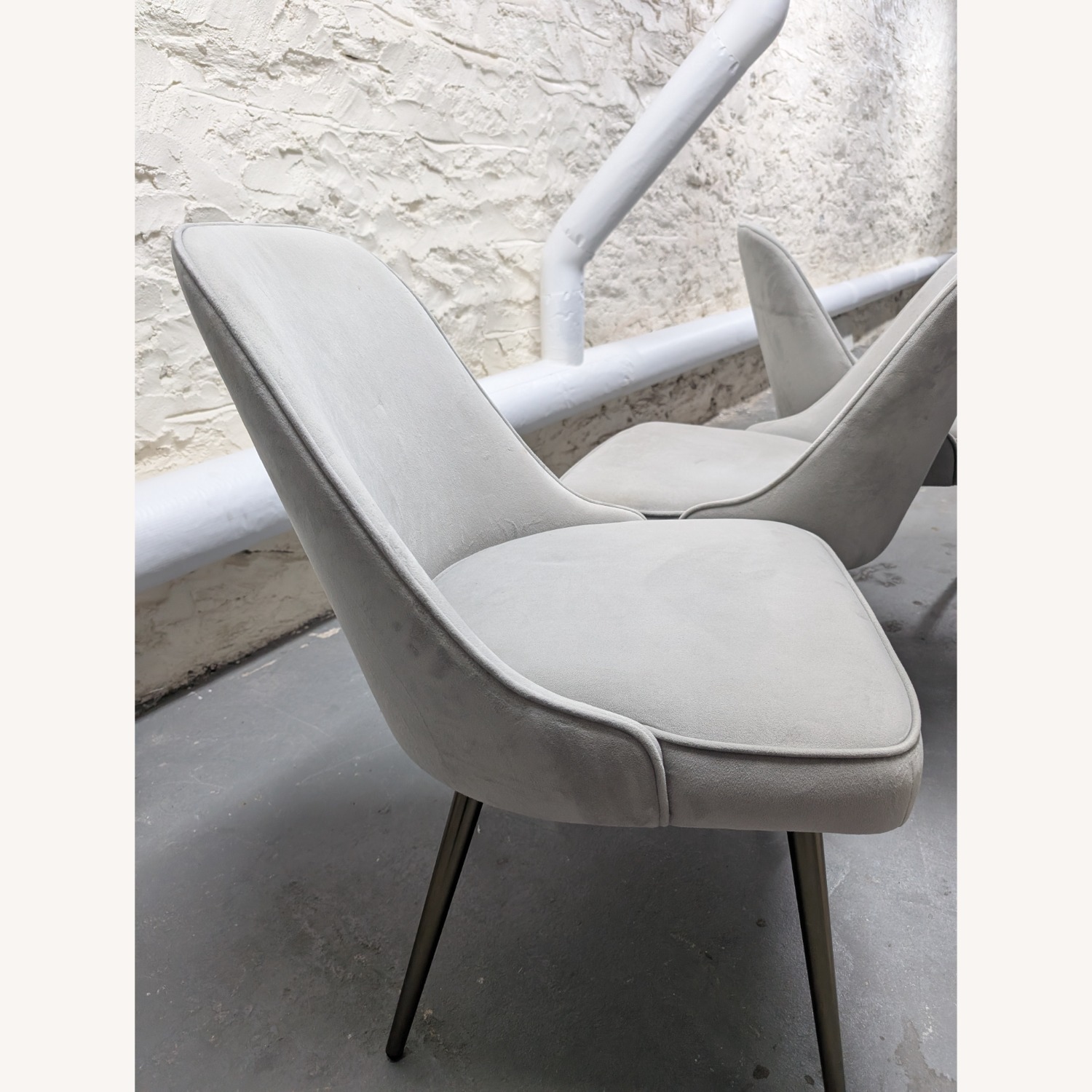 West Elm Mid Century Dining Chairs Grey Velvet - image-5