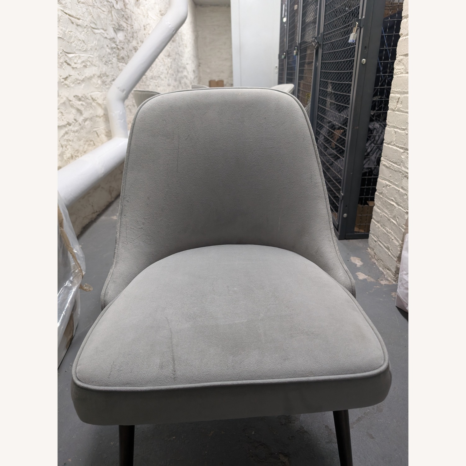 West Elm Mid Century Dining Chairs Grey Velvet - image-4