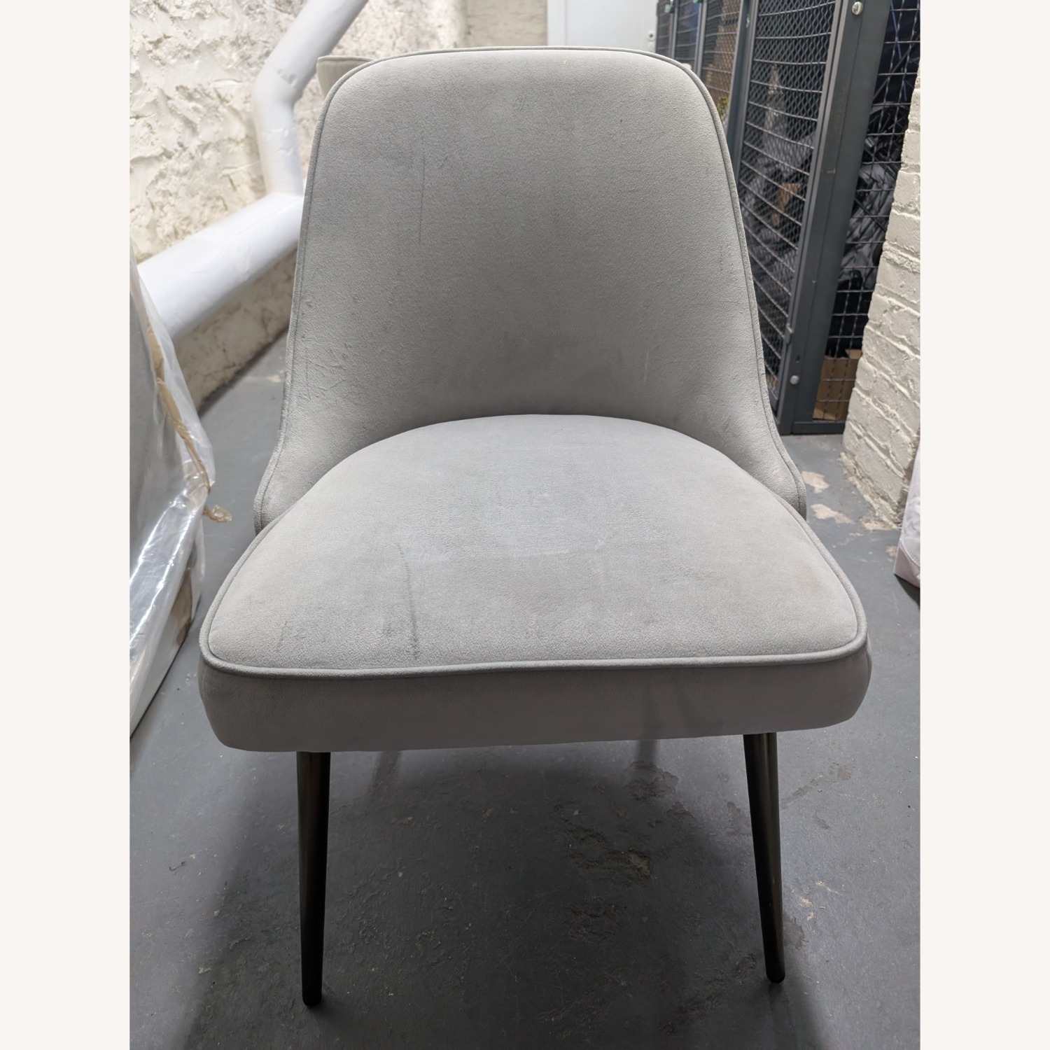 West Elm Mid Century Dining Chairs Grey Velvet - image-6