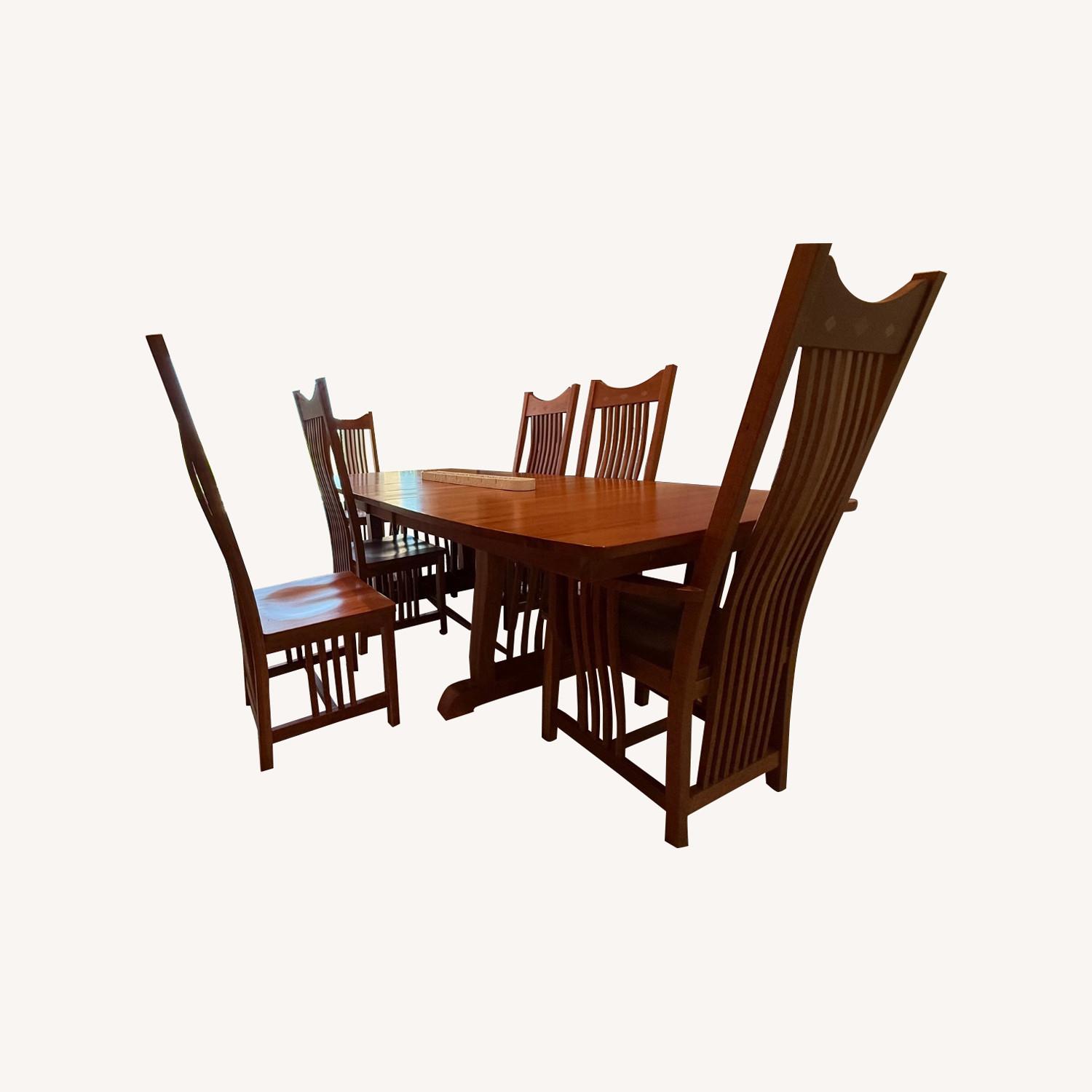 Handcrafted Amish Solid Cherry Wood Dining Set - image-0