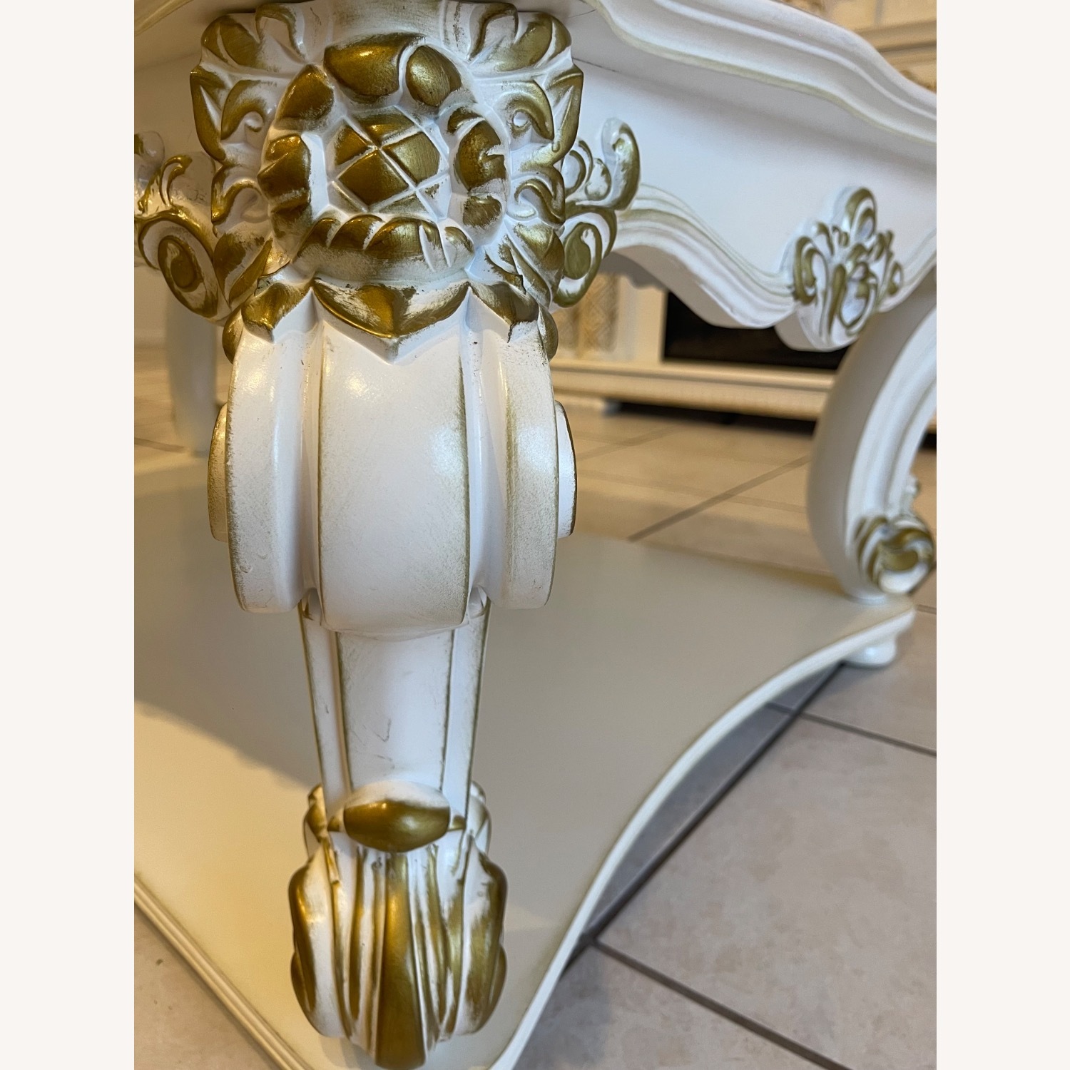 Home Depot White and Gold Rectangle Wood Coffee Table - image-6