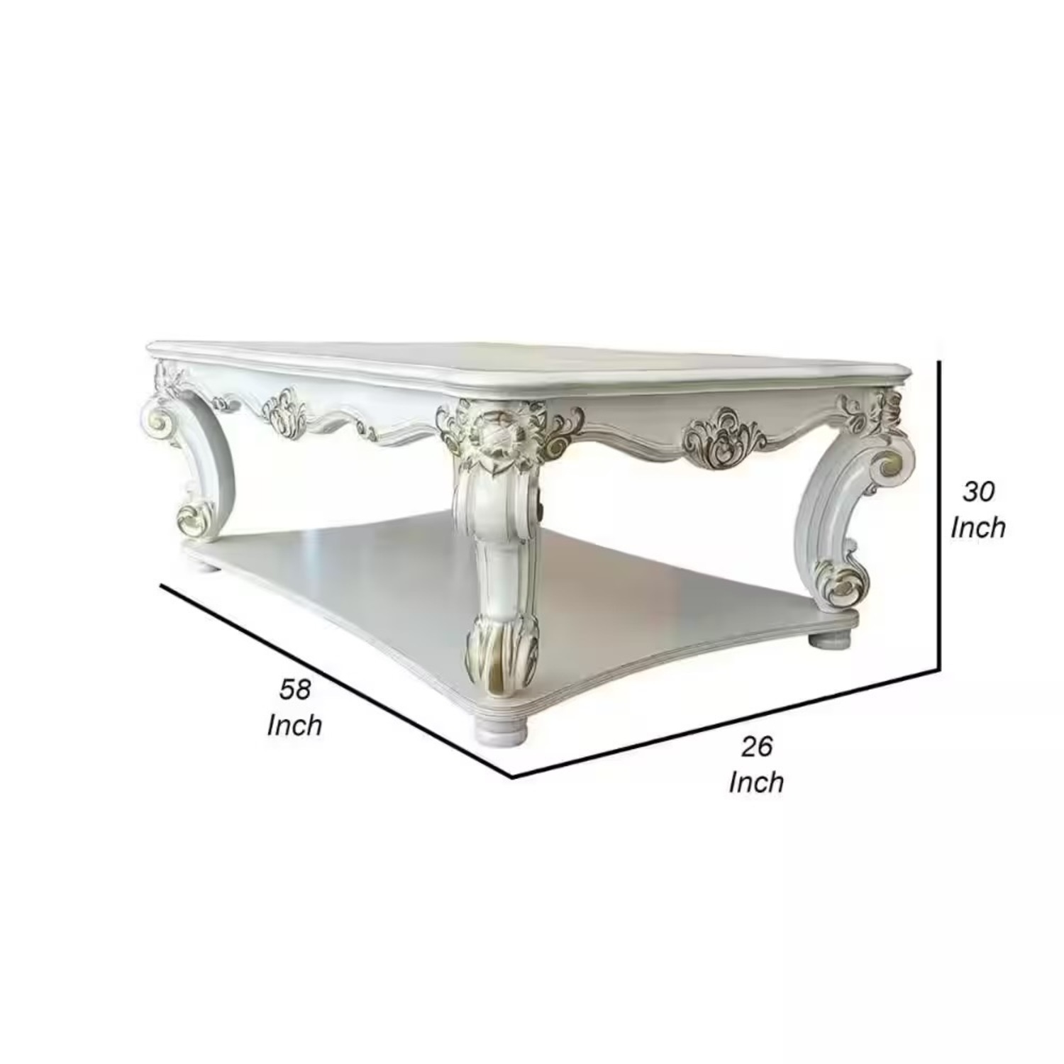 Home Depot White and Gold Rectangle Wood Coffee Table - image-5