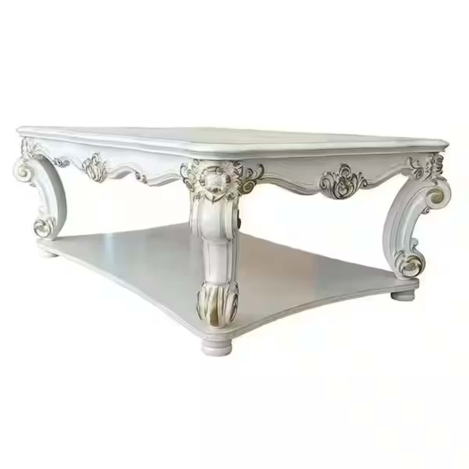 Home Depot White and Gold Rectangle Wood Coffee Table - image-7