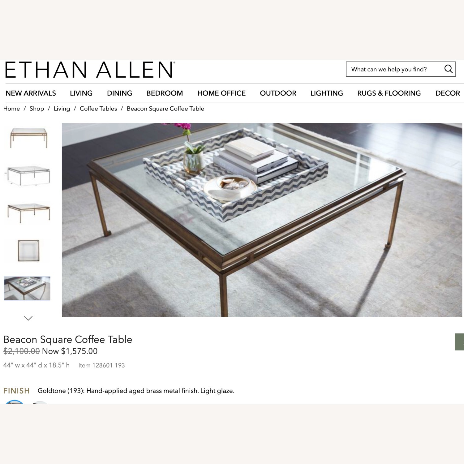 Ethan Allen Coffee Table Beacon - image-1
