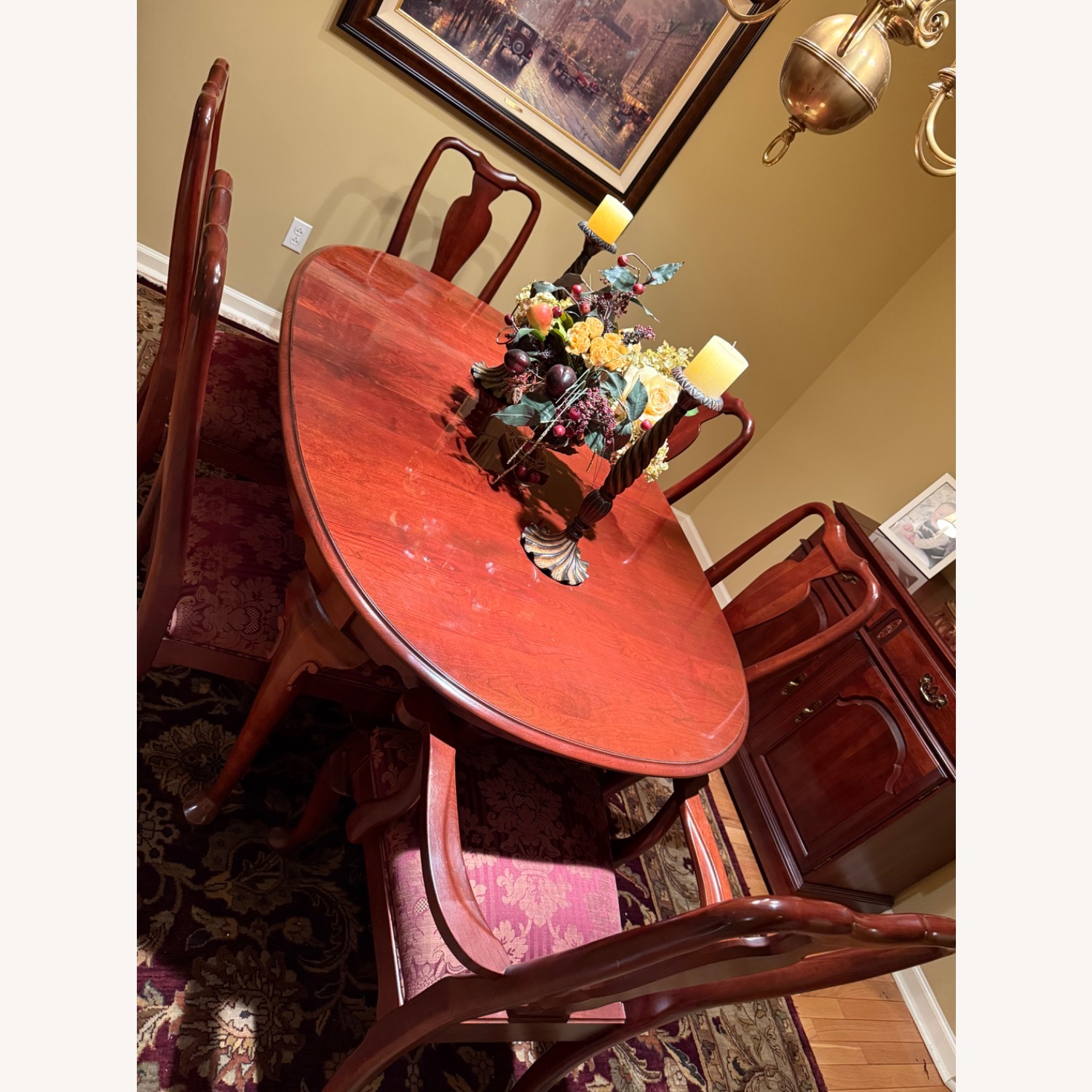 Ethan Allen Dining Table W 2 18"leaves & 6 Chairs  - image-0