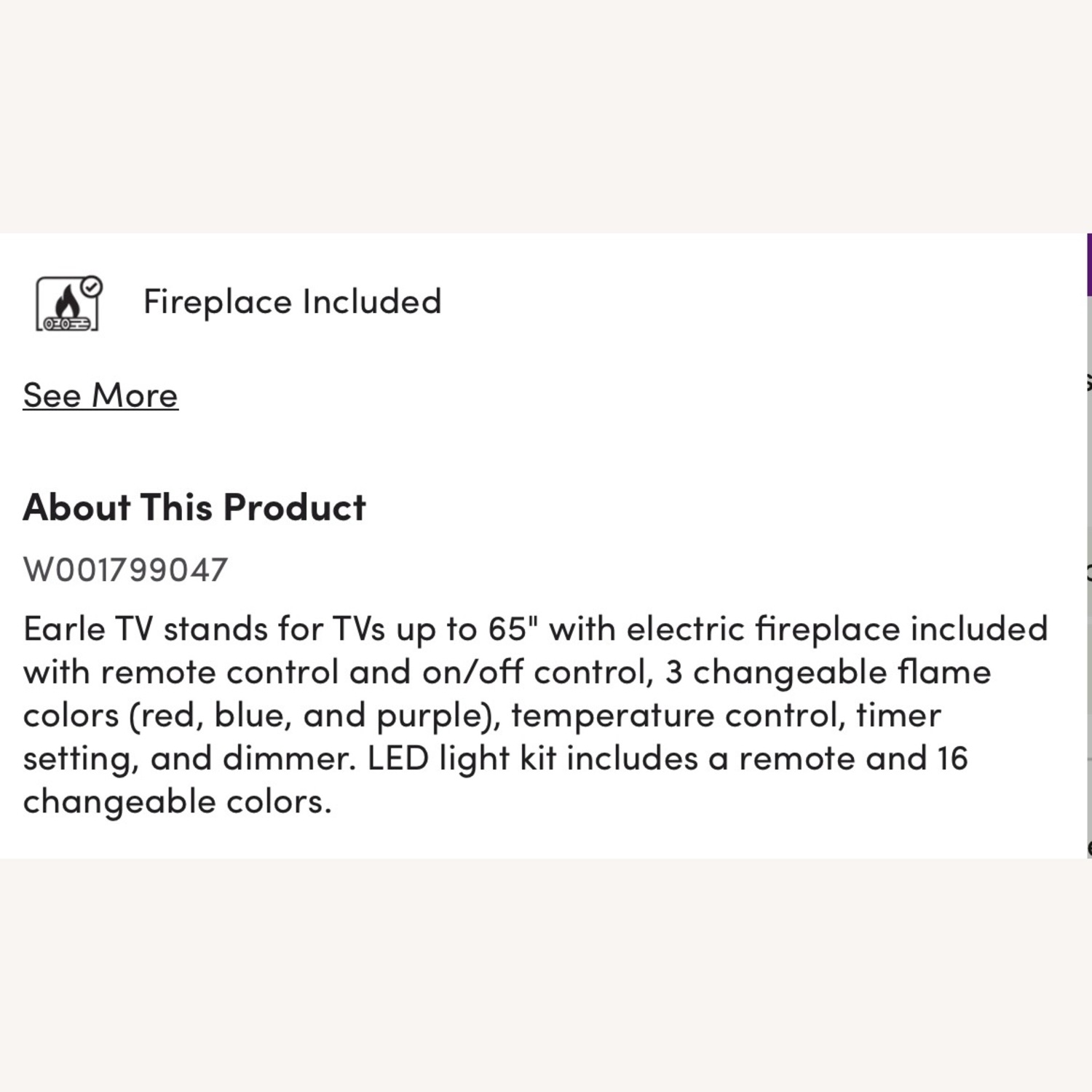 Wayfair TV Stand for up to 65 inch TV with Fireplace - image-4