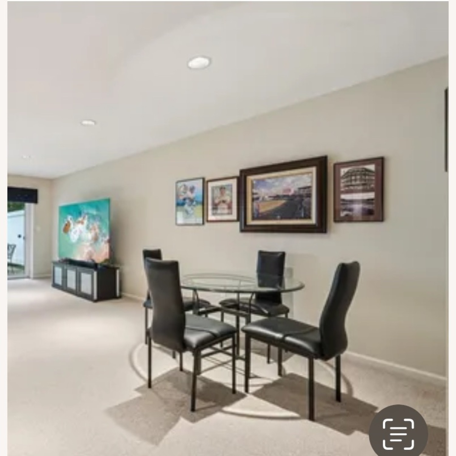 Glass Dining Table with 4 Black Chairs - image-2