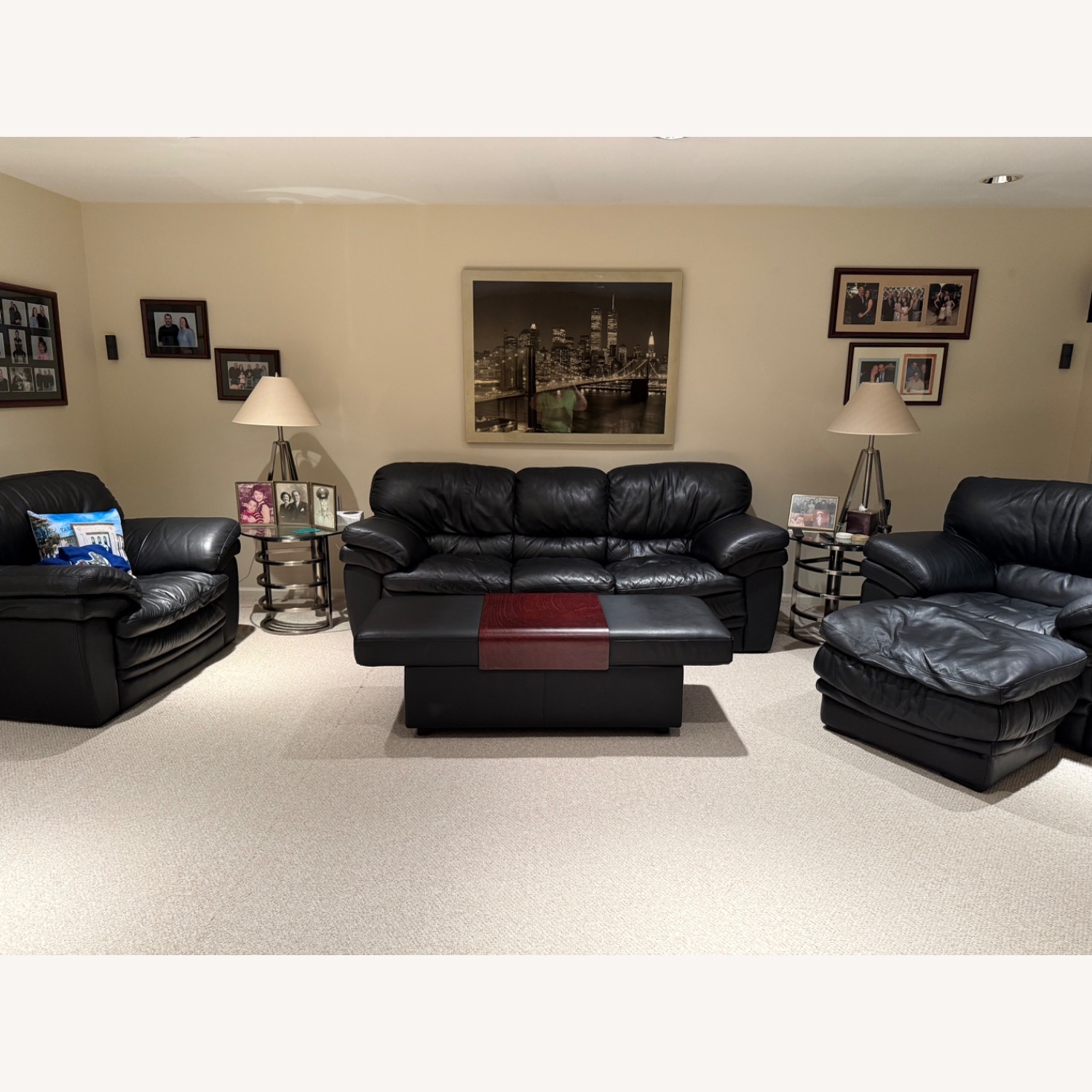 Macy's Deep Seat Leather Couch - image-1