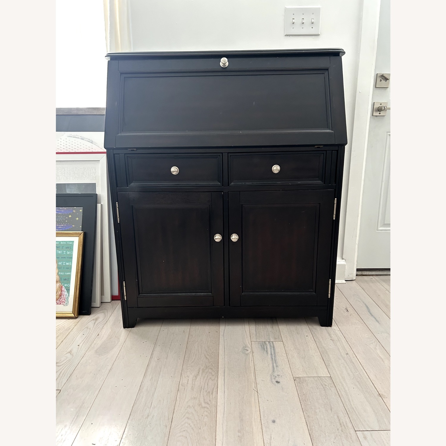 Boston Interiors Black Drop-Front Desk with Storage - image-0