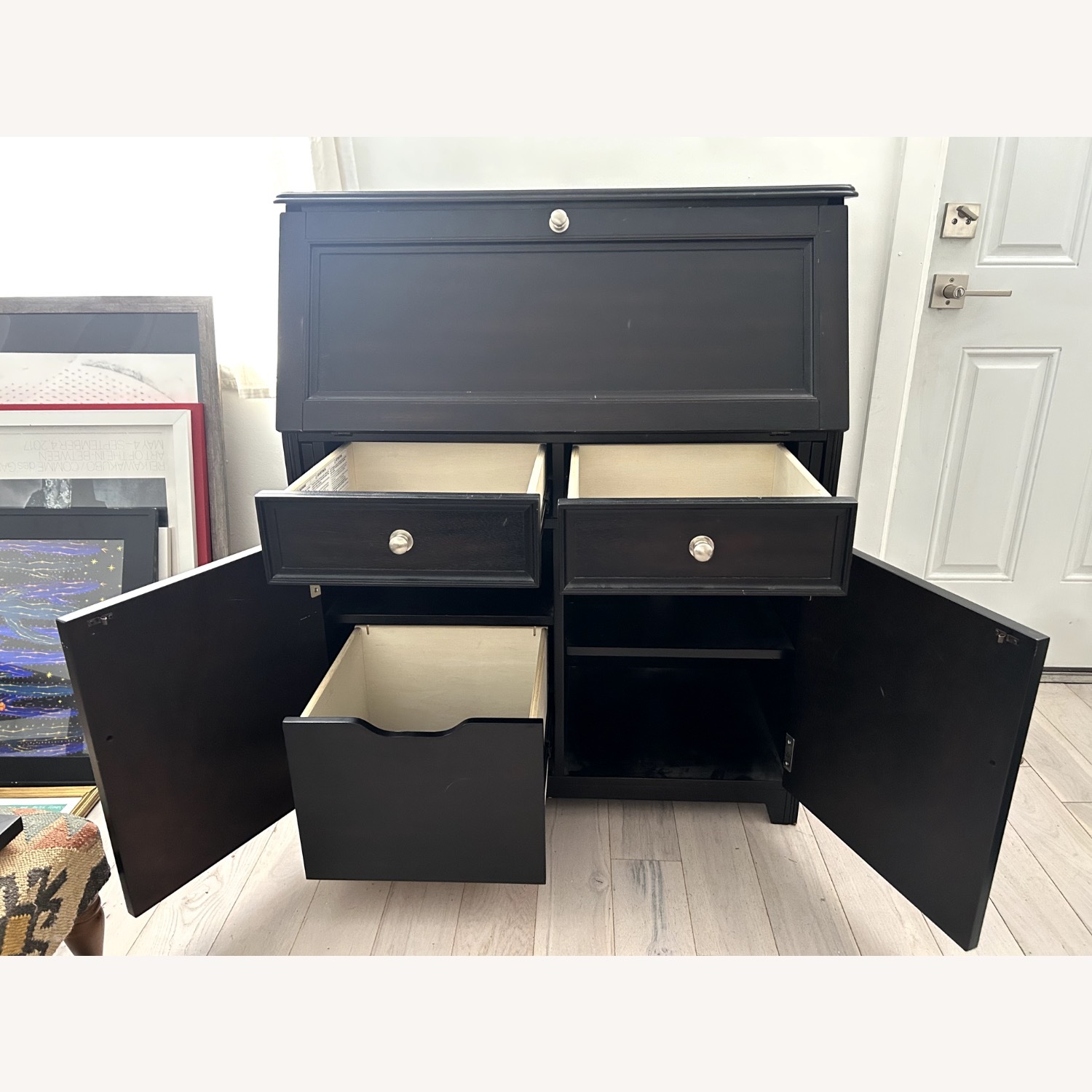 Boston Interiors Black Drop-Front Desk with Storage - image-1
