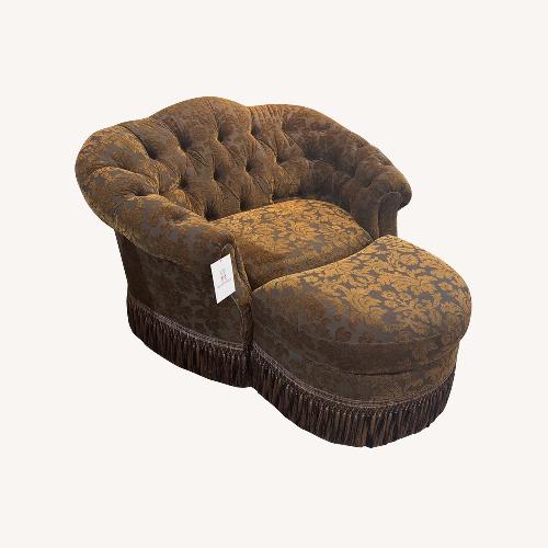 Used Patterned & Fringed Chair & A Half w Ottoman  for sale on AptDeco