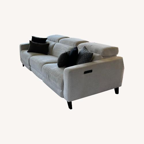 Used Living Spaces Reclining Sofa with Power Headrest & USB for sale on AptDeco