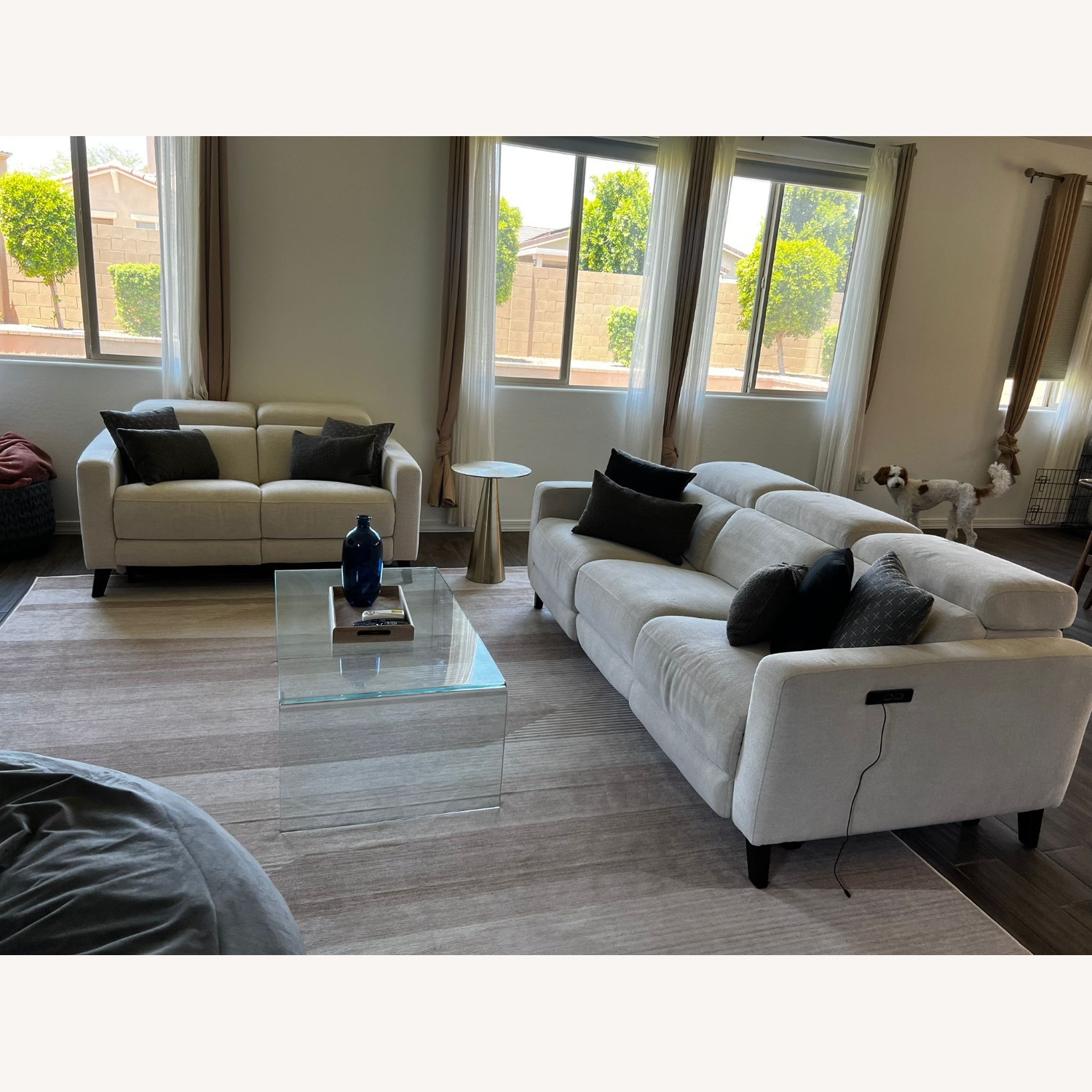 Living Spaces Reclining Sofa with Power Headrest & USB - image-2